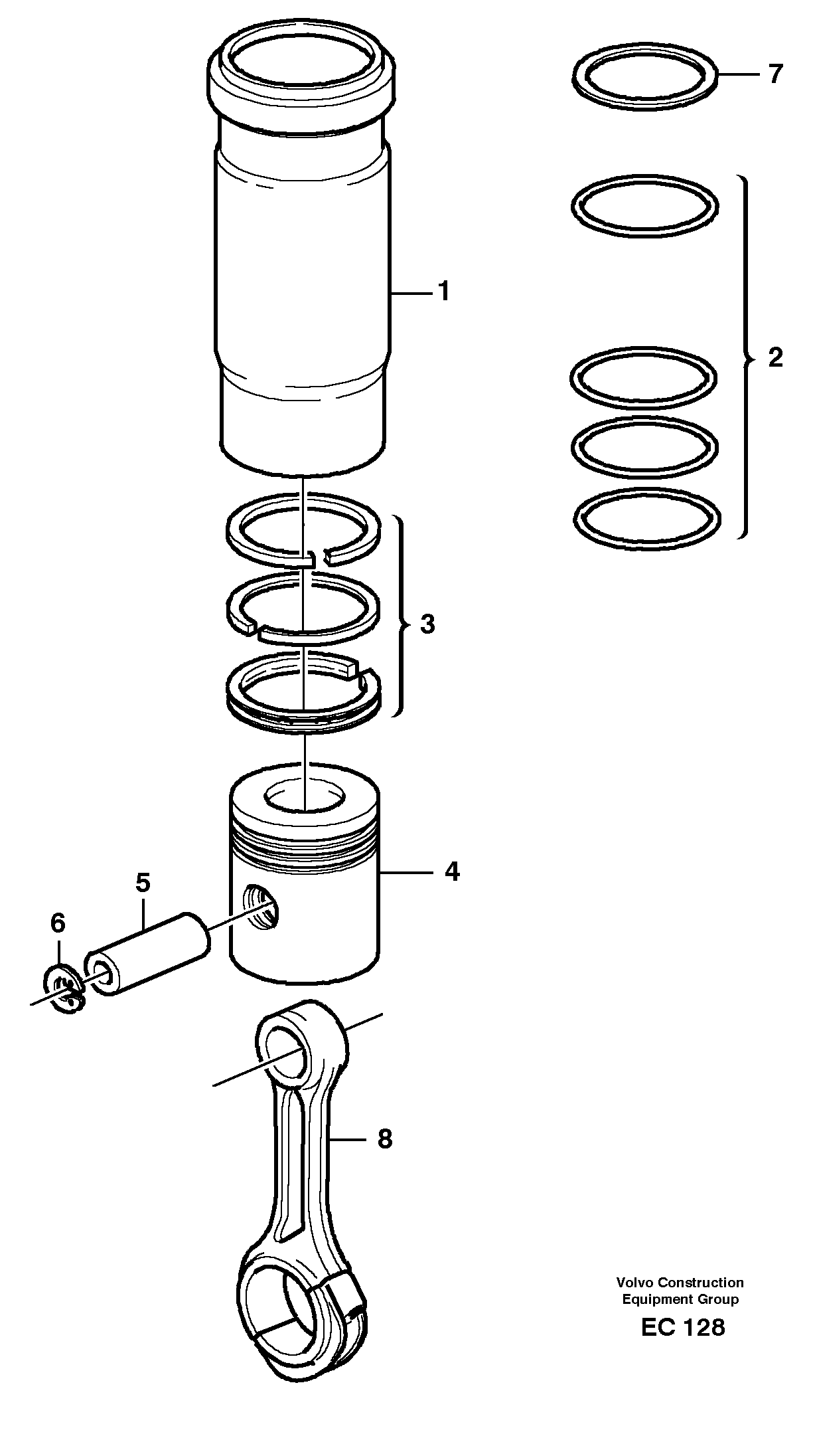 Схема запчастей Volvo L70D - 26923 Гильза цилиндра L70D