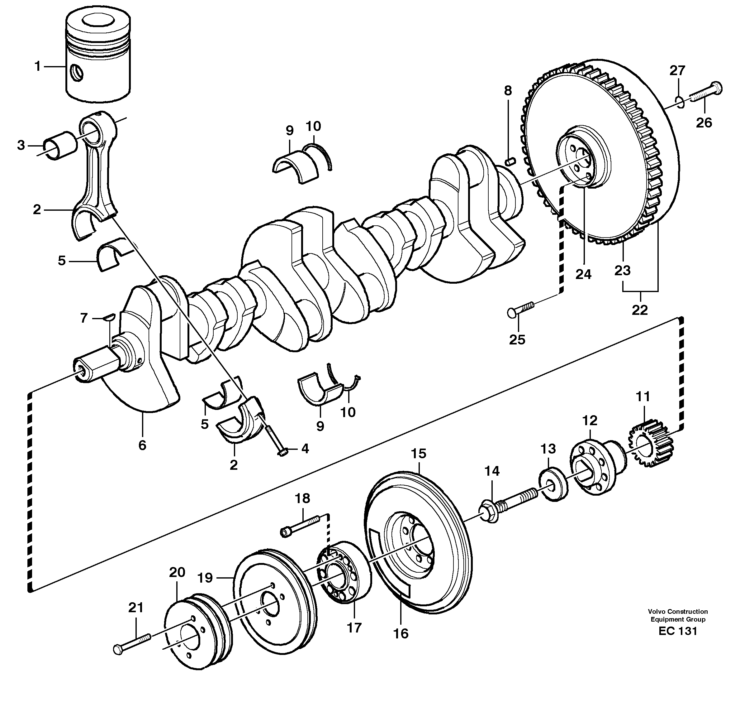 Схема запчастей Volvo L70D - 34340 Crankshaft and related parts L70D