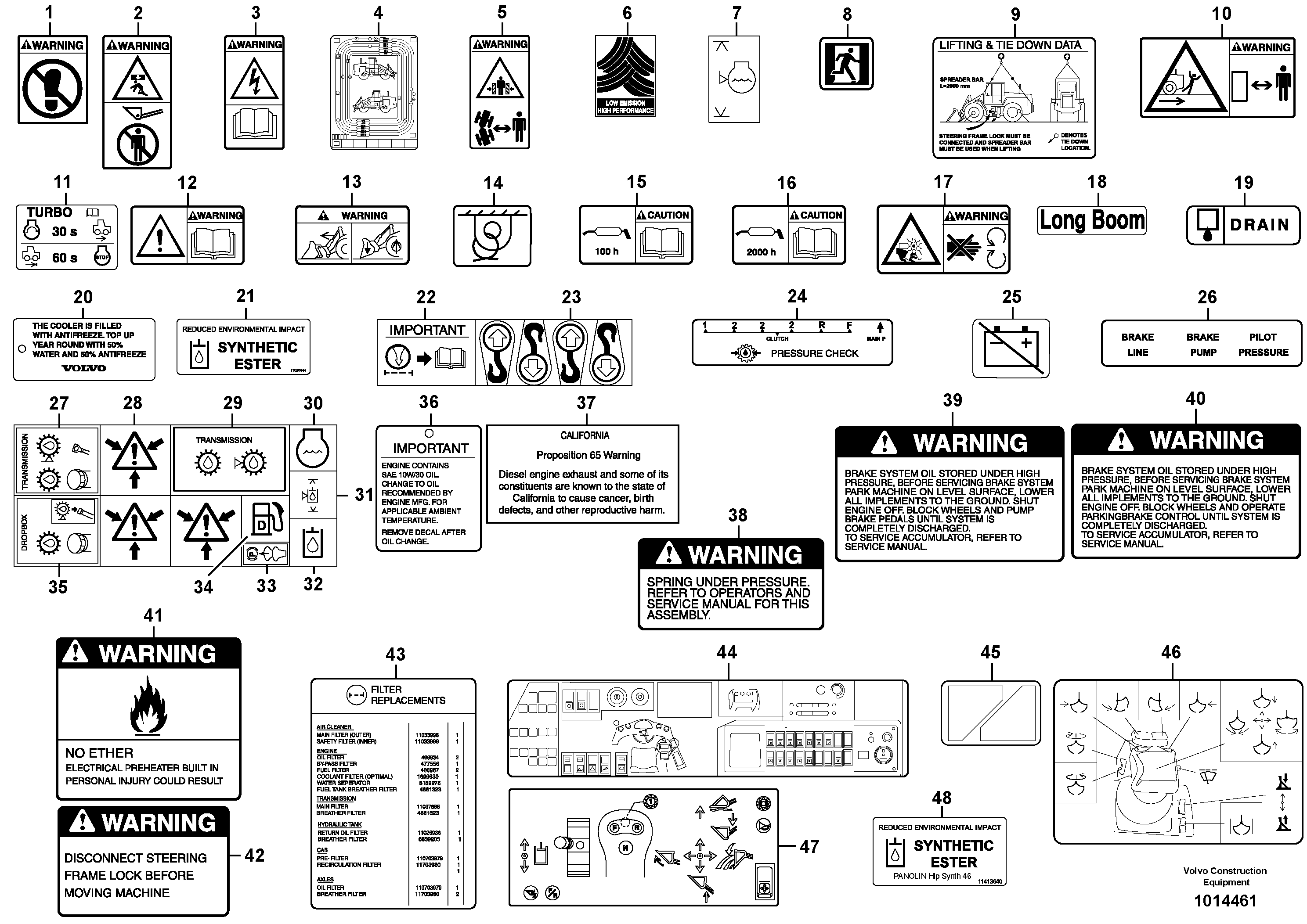 Схема запчастей Volvo L70D - 43601 Illustrations of sign plates and decals L70D