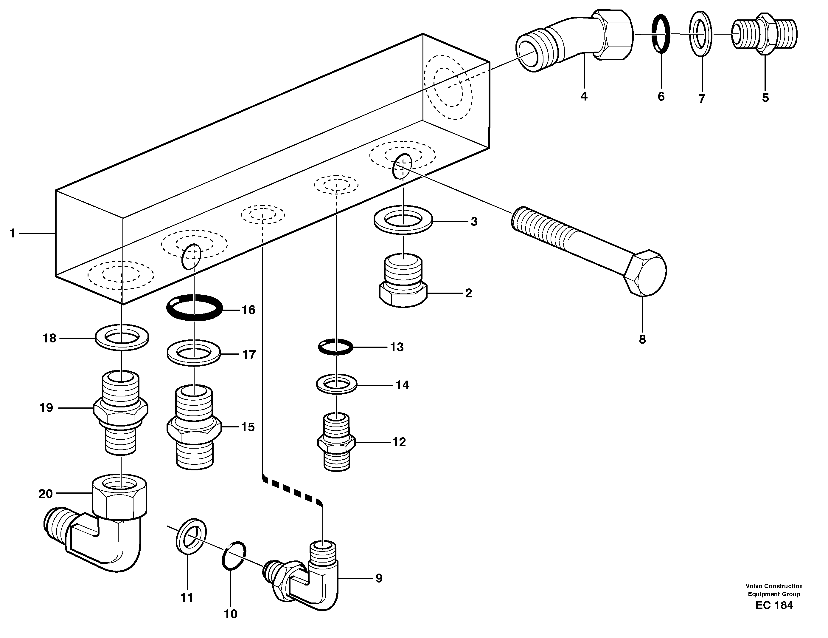 Схема запчастей Volvo L70D - 12098 Connecting block L70D