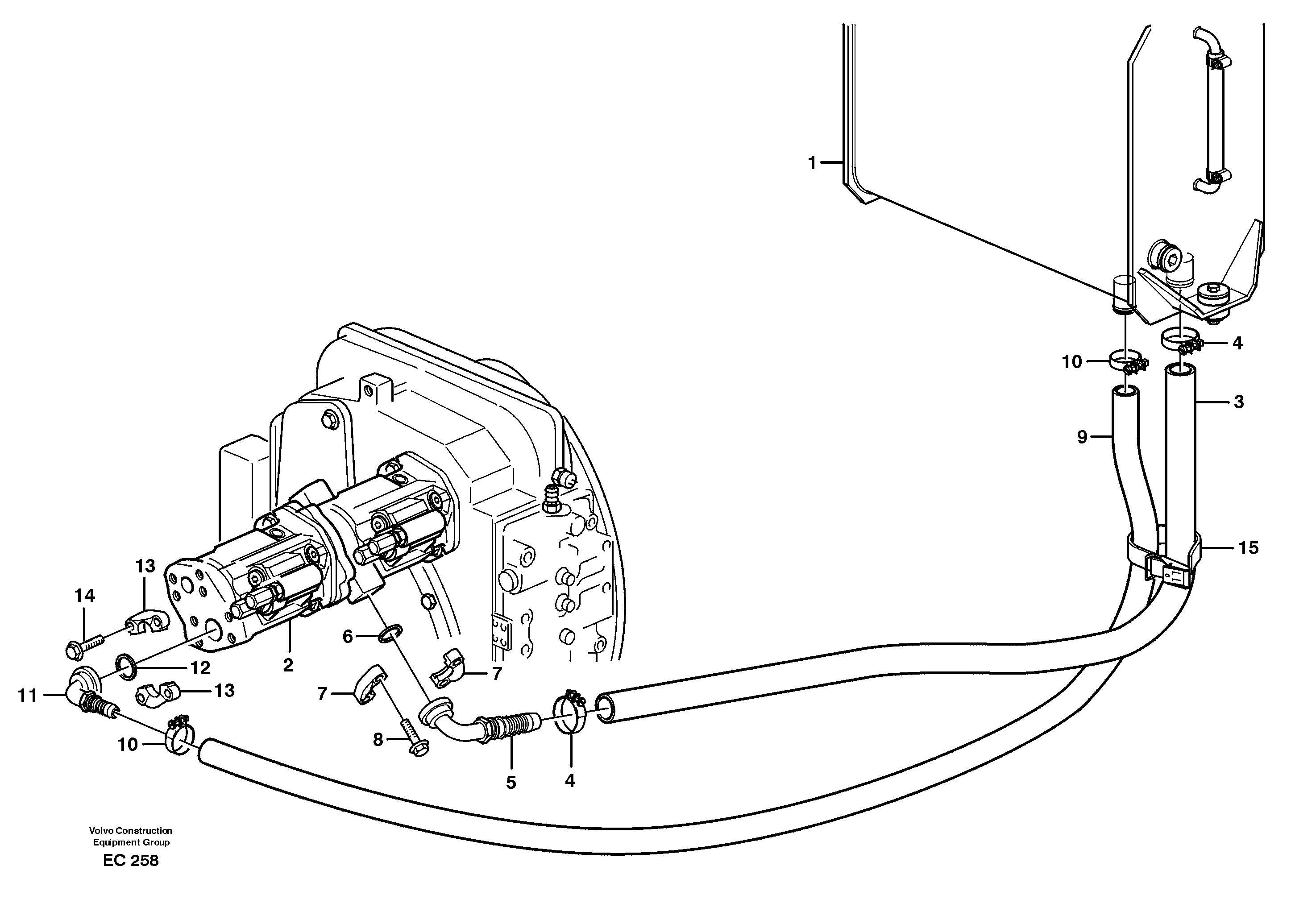 Схема запчастей Volvo L70D - 36845 Suction line tank - pump L70D