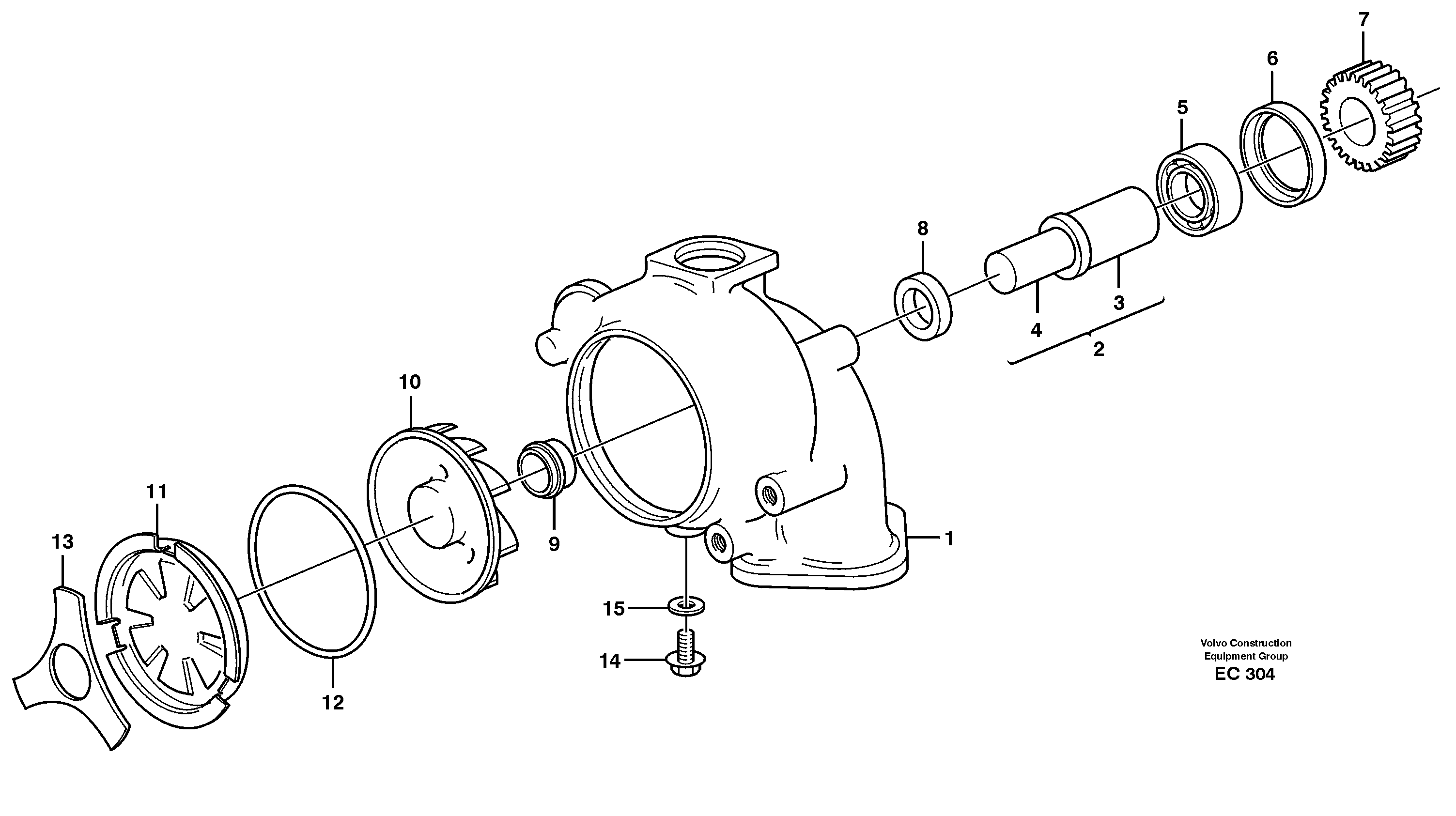 Схема запчастей Volvo L70D - 24832 Водяной насос L70D