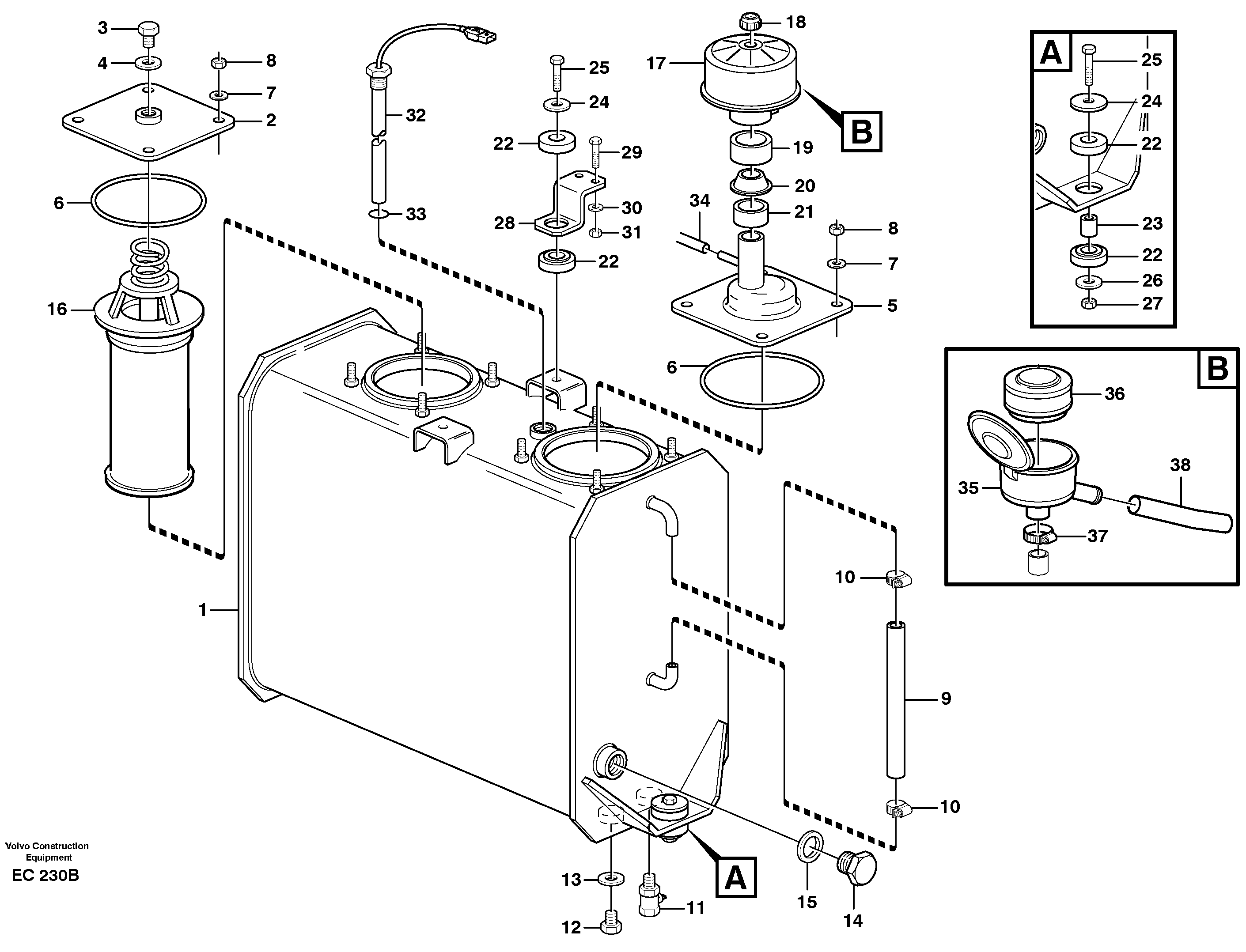 Схема запчастей Volvo L70D - 70797 Гидробак L70D
