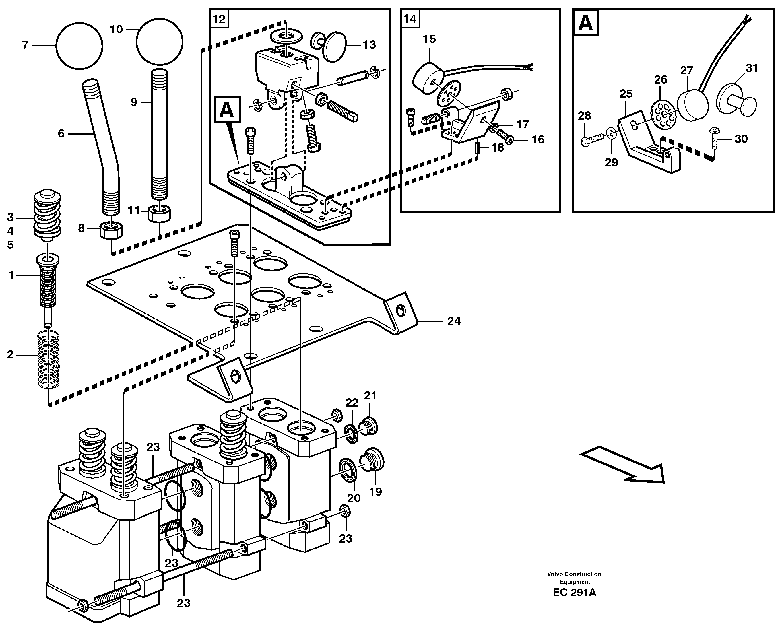 Схема запчастей Volvo L70D - 98308 Servo valve L70D