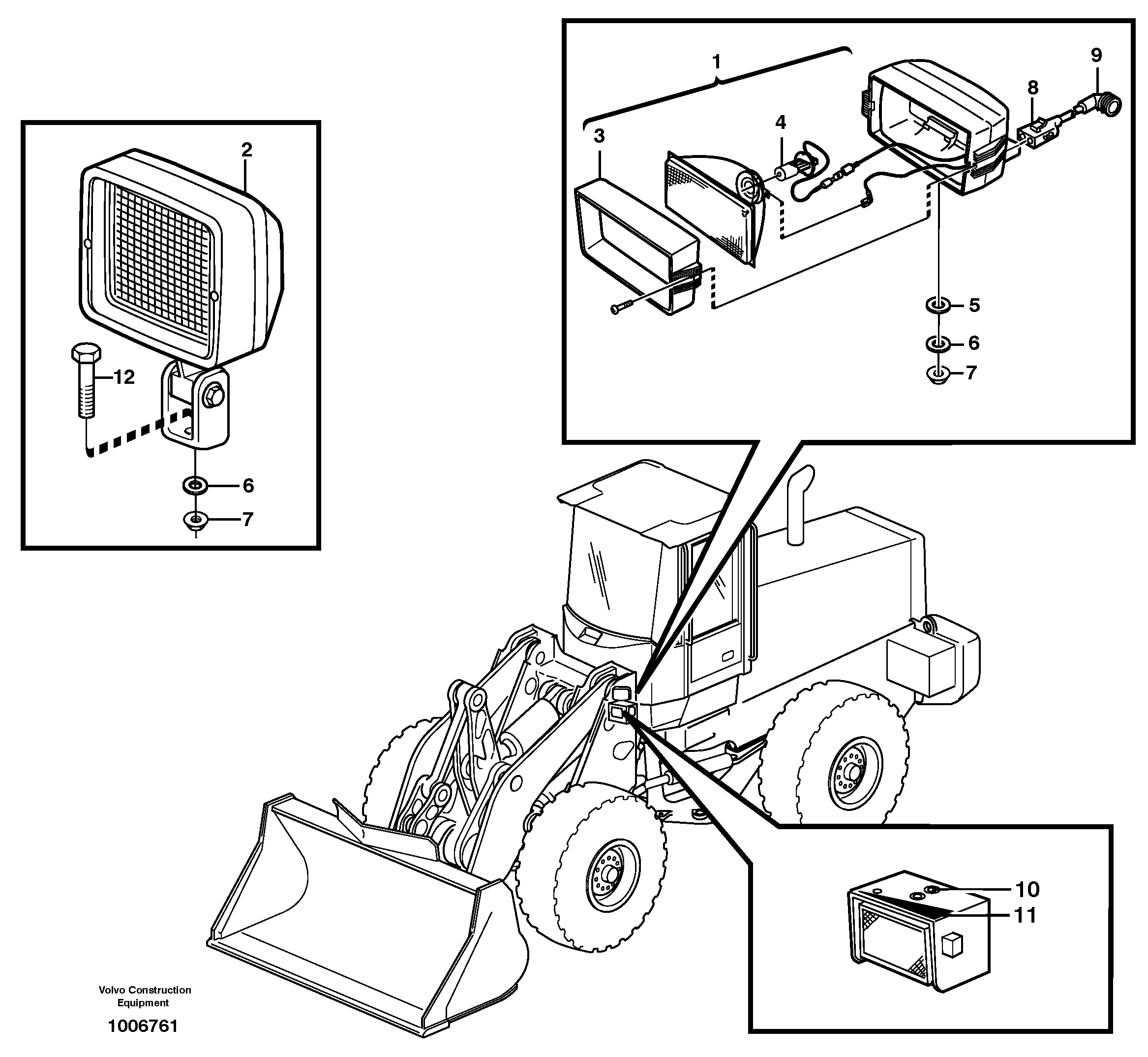 Схема запчастей Volvo L70D - 25934 Work lights, front L70D