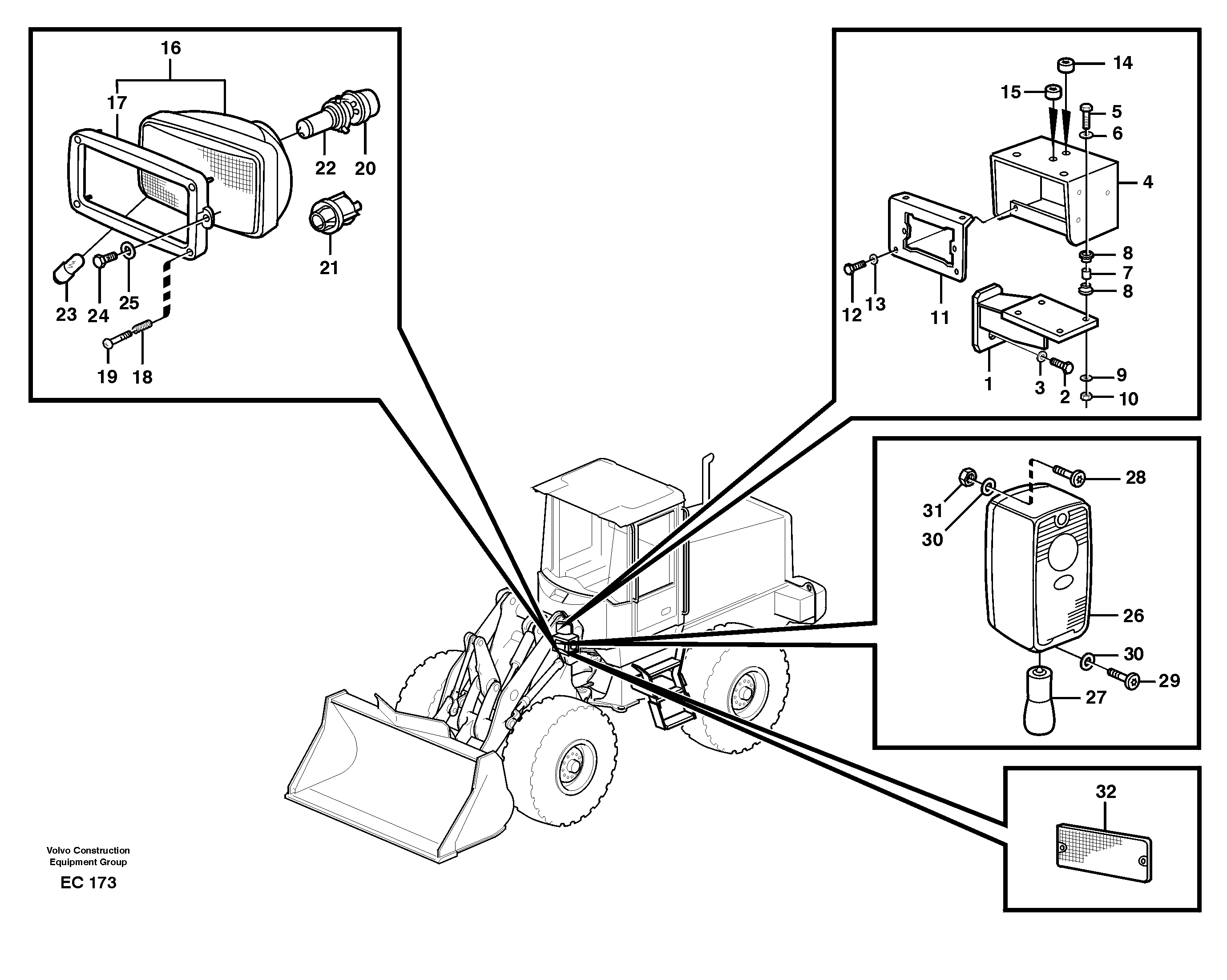 Схема запчастей Volvo L70D - 83186 Lighting, front L70D