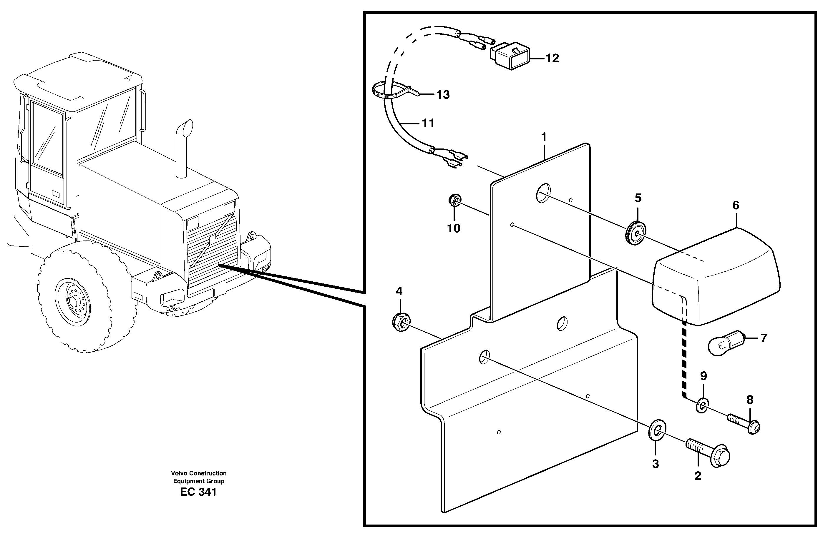 Схема запчастей Volvo L70D - 36645 License plate lamp L70D