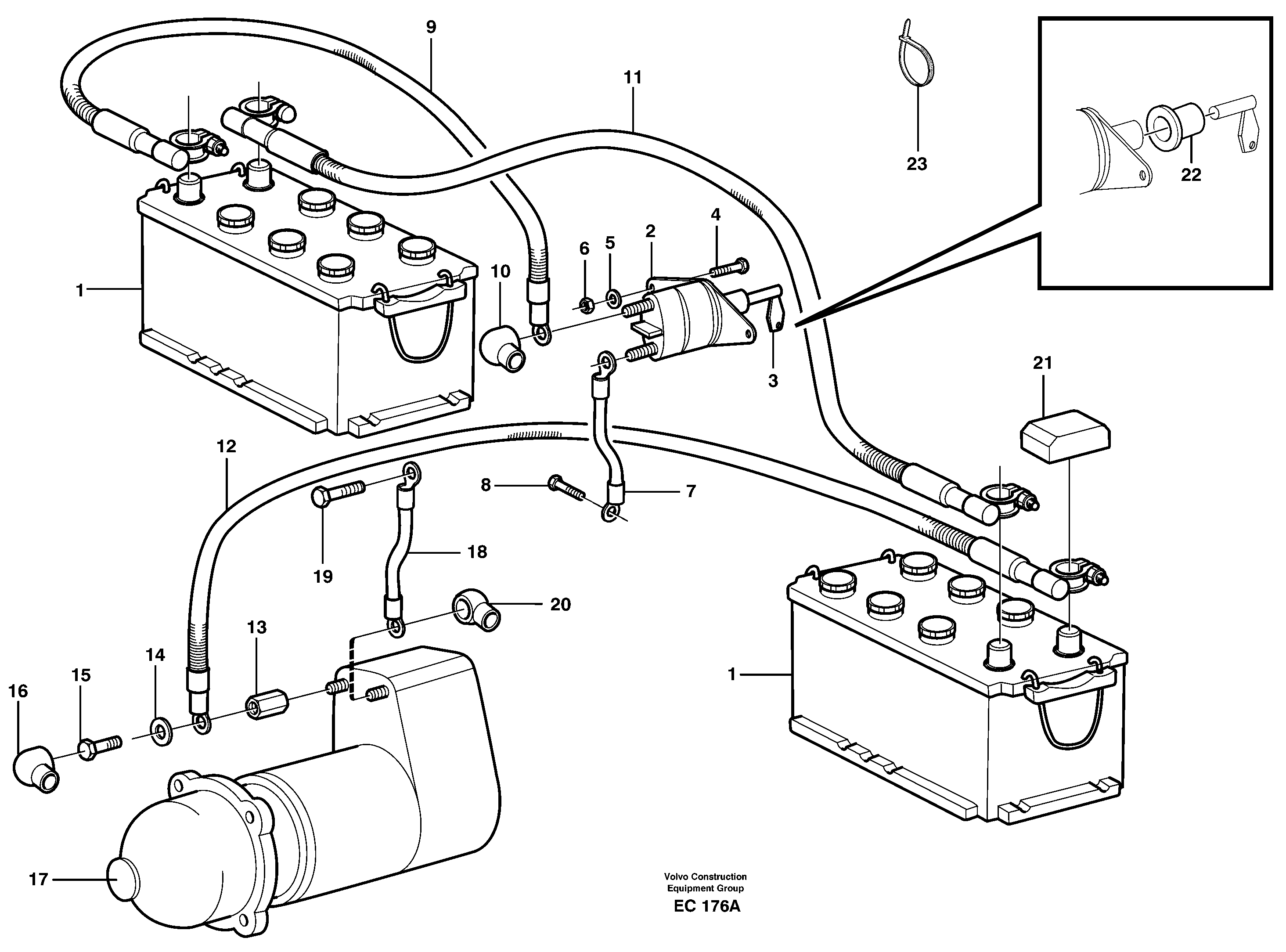 Схема запчастей Volvo L70D - 12679 Battery cable and main switch L70D