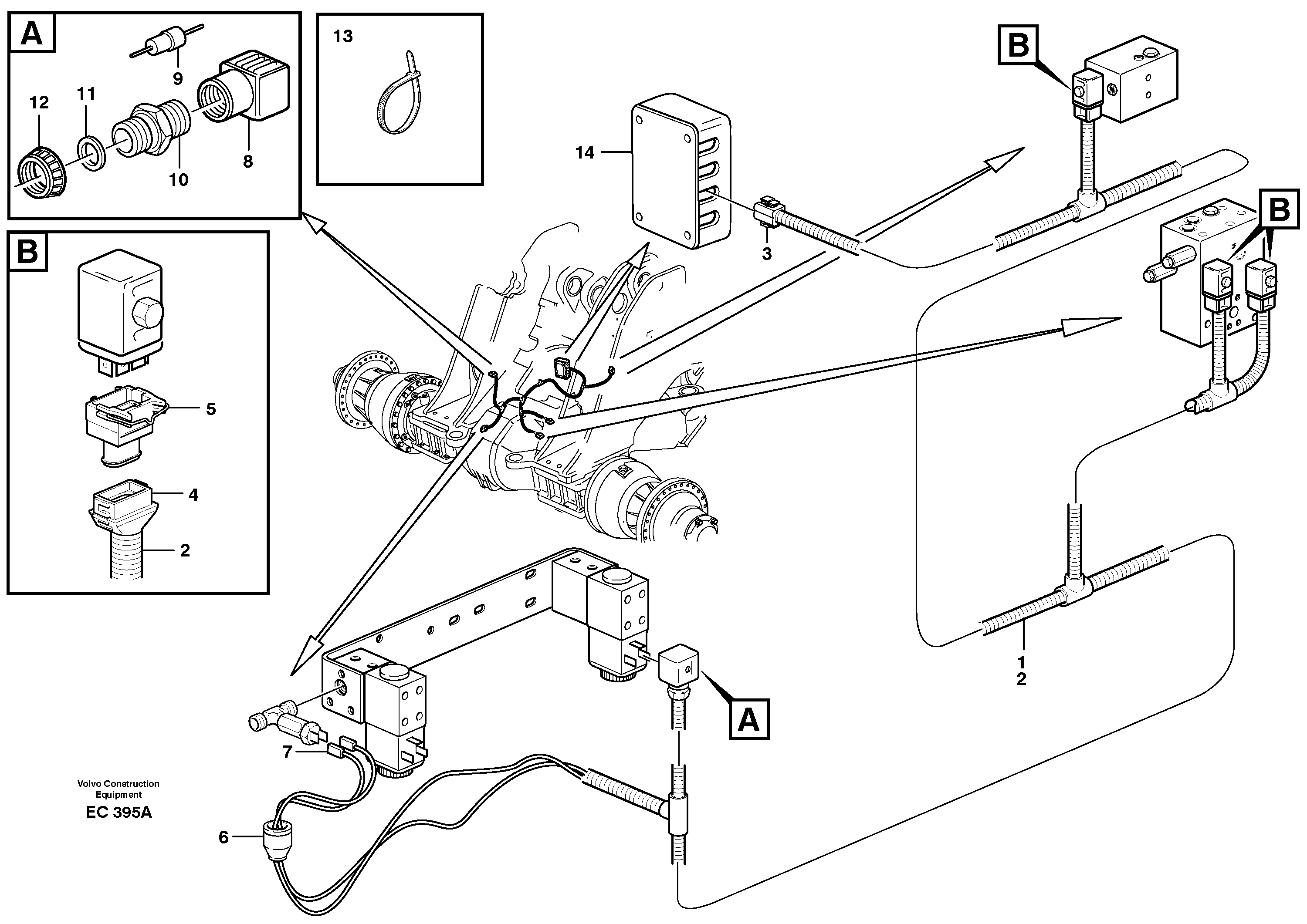 Схема запчастей Volvo L70D - 34482 Cable harness, boom suspension system L70D