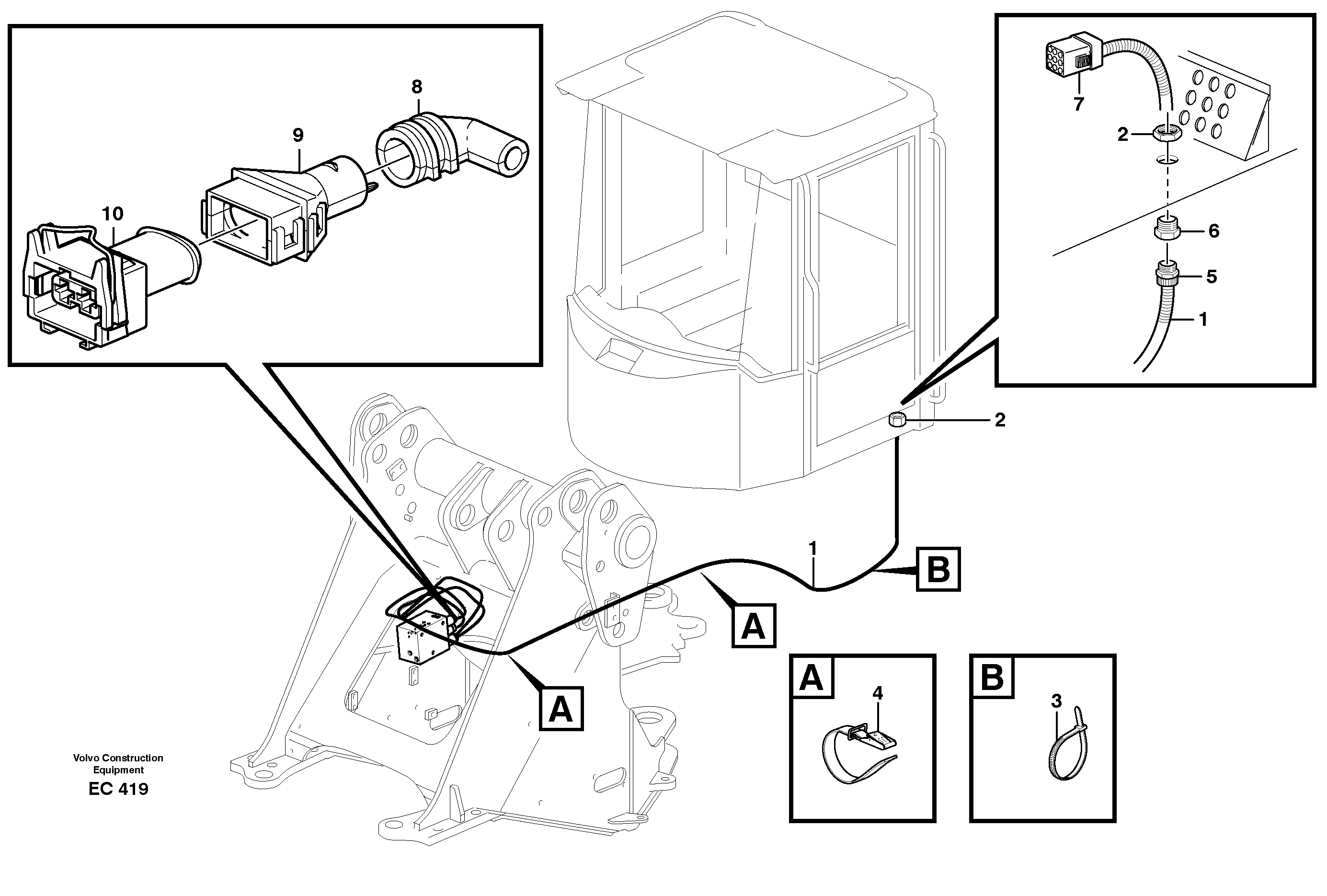 Схема запчастей Volvo L70D - 34485 Cable harness for 5th and6th function L70D