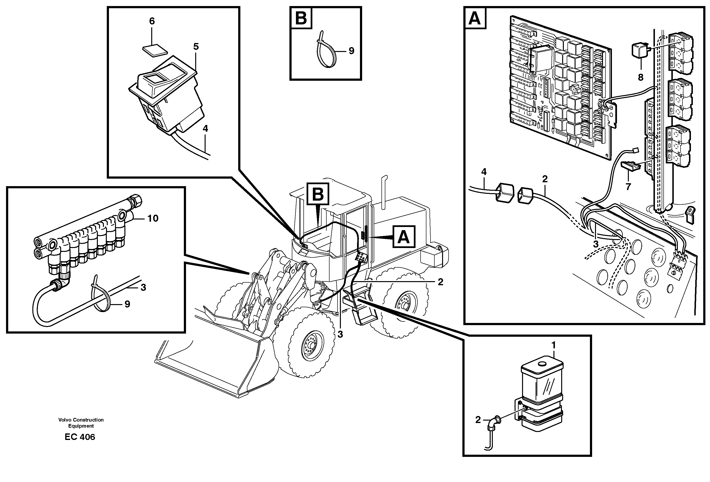 Схема запчастей Volvo L70D - 53652 Cable harness for central lubrication L70D