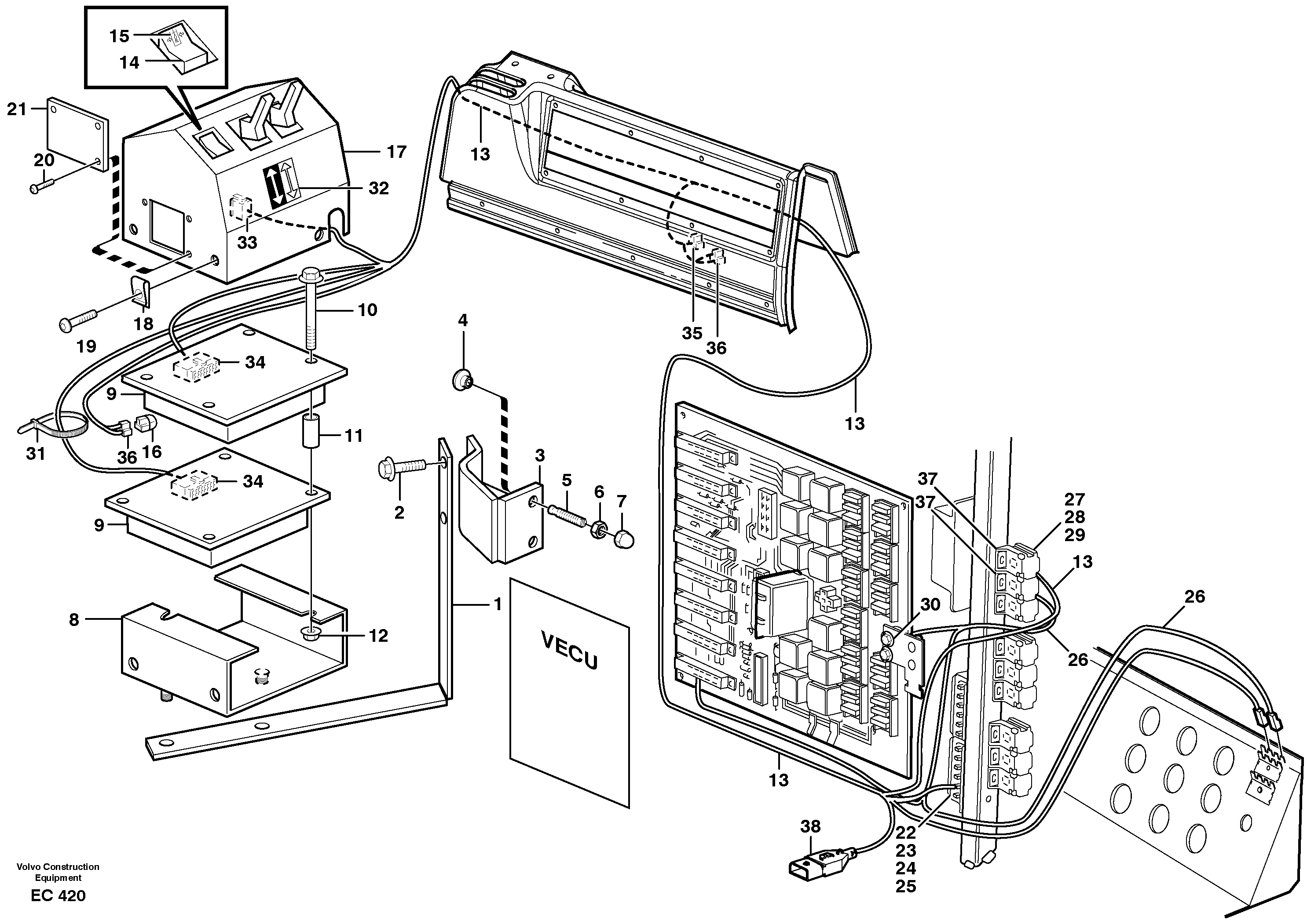 Схема запчастей Volvo L70D - 66048 Electrical system, 5th and 6th function L70D