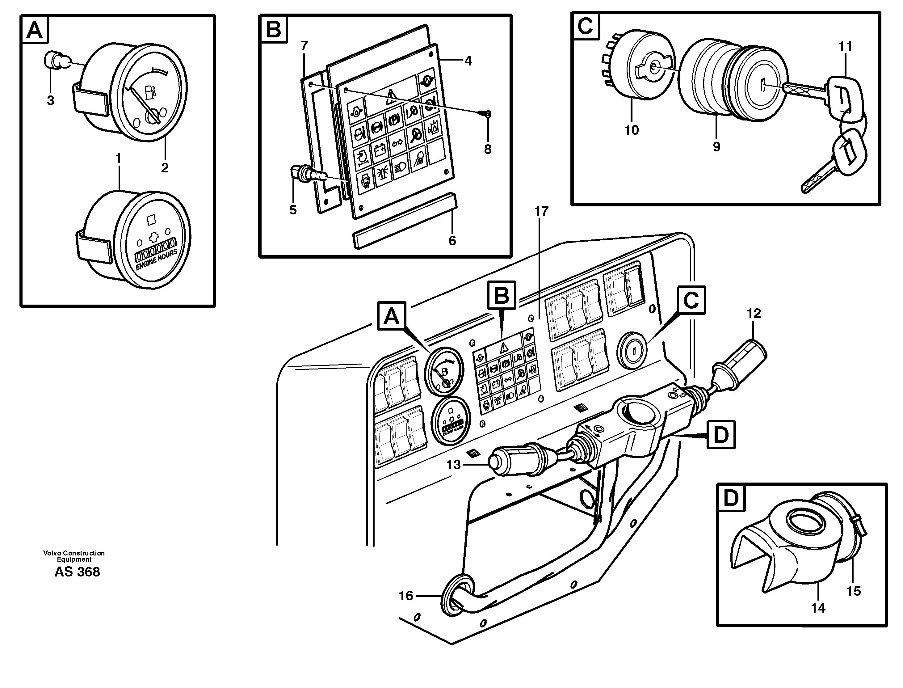 Схема запчастей Volvo L70D - 62224 Instruments panel L70D