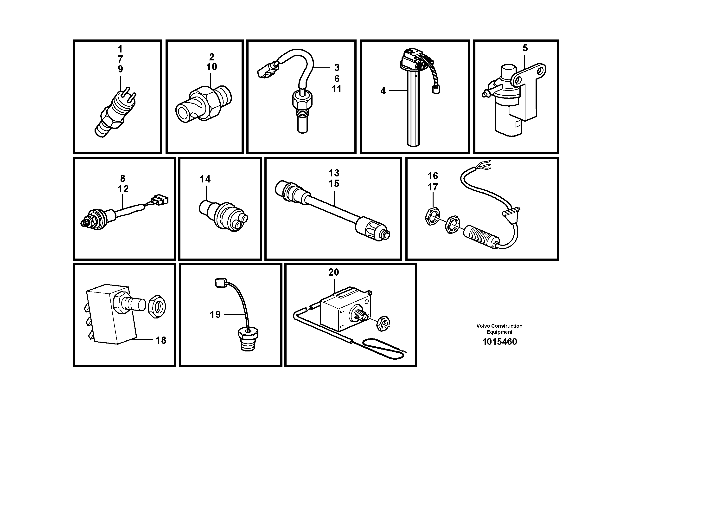 Схема запчастей Volvo L70D - 29843 Sensors, reference list L70D