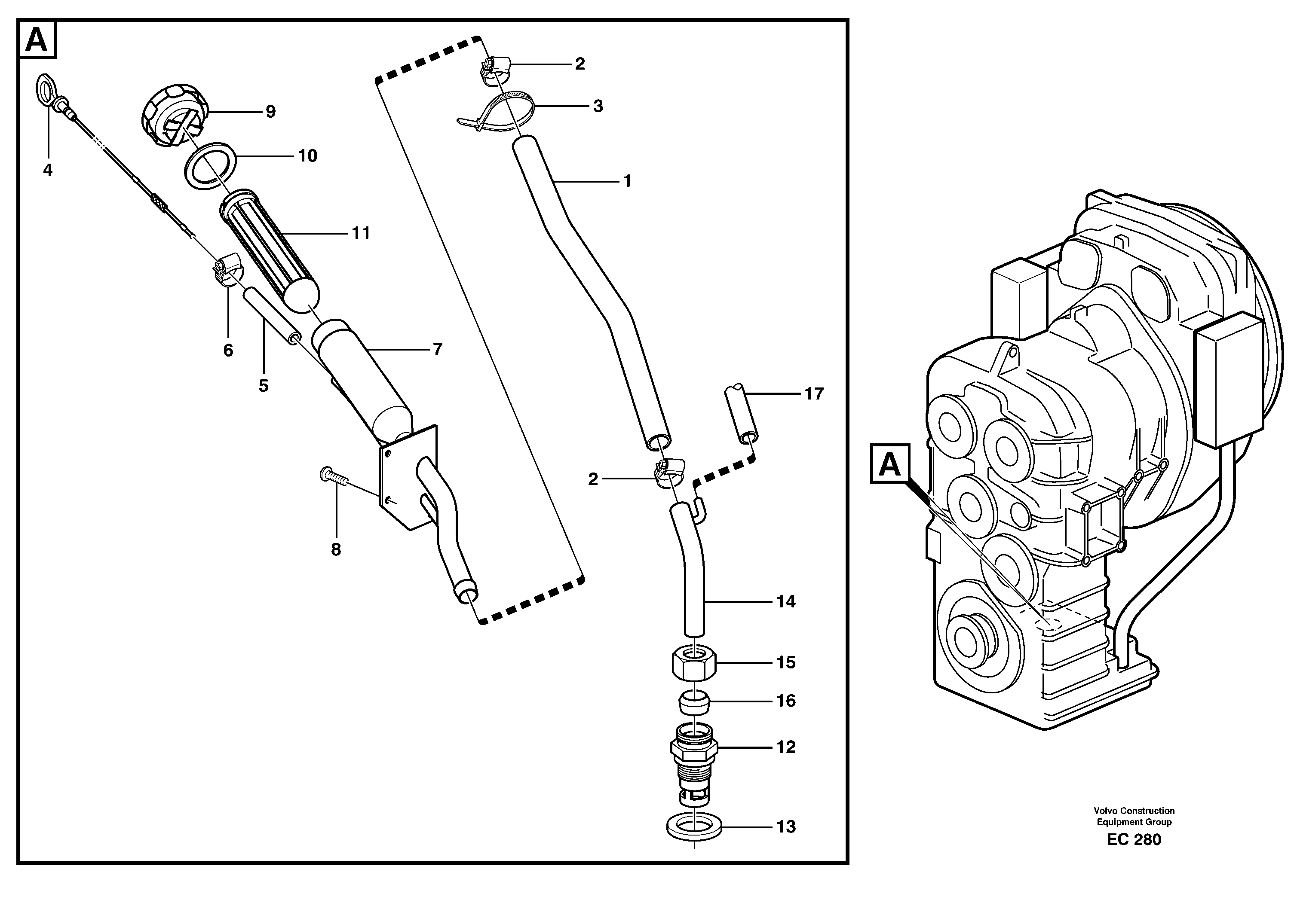 Схема запчастей Volvo L70D - 81312 Oil filler and dipstick L70D