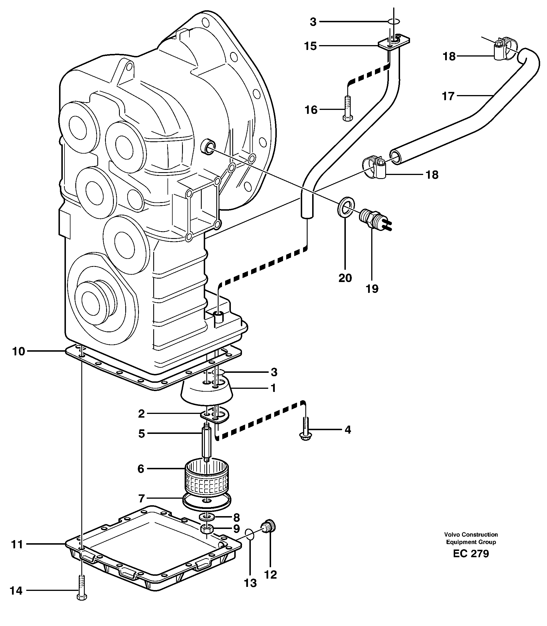Схема запчастей Volvo L70D - 85421 Oil reservoir and strainer L70D