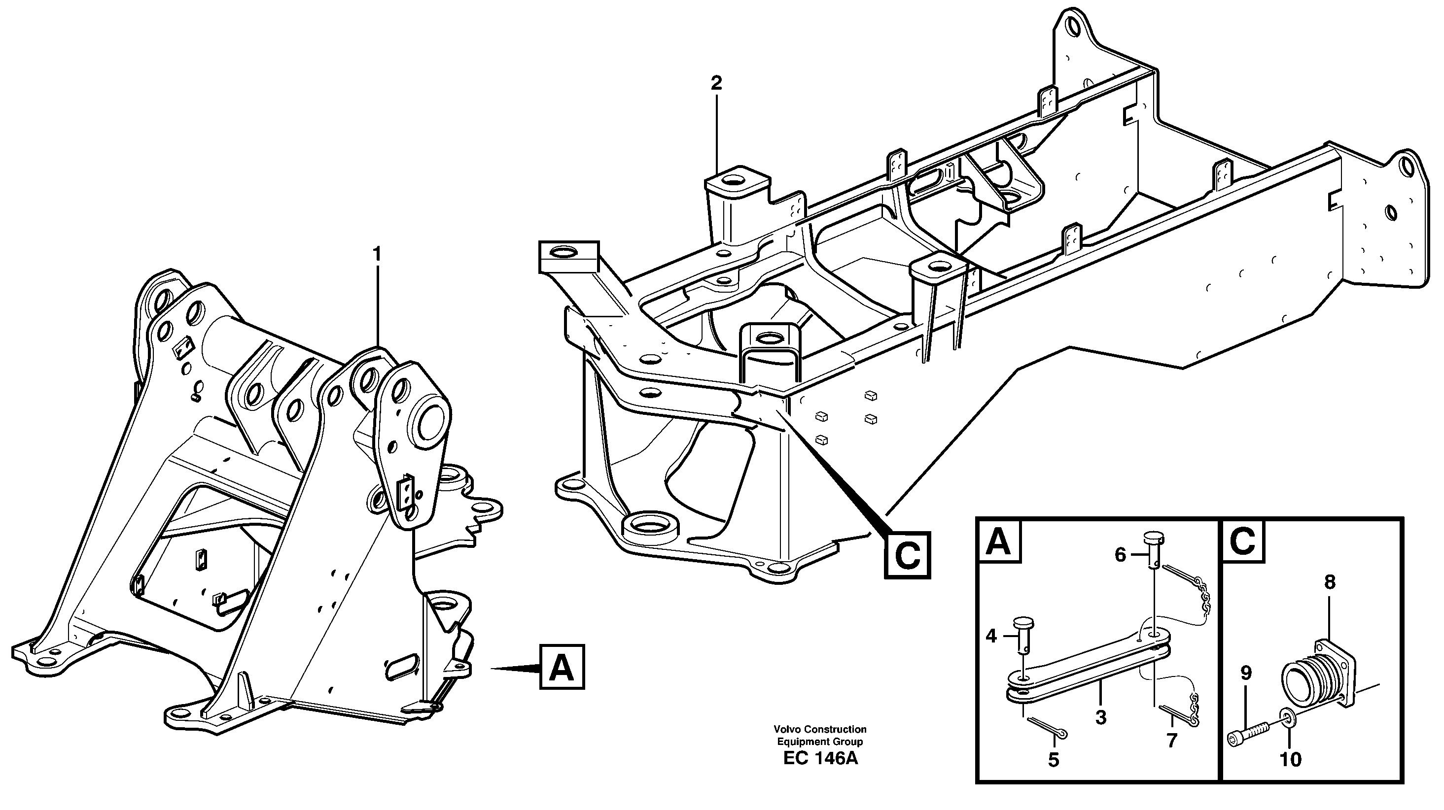Схема запчастей Volvo L70D - 66308 Frame L70D