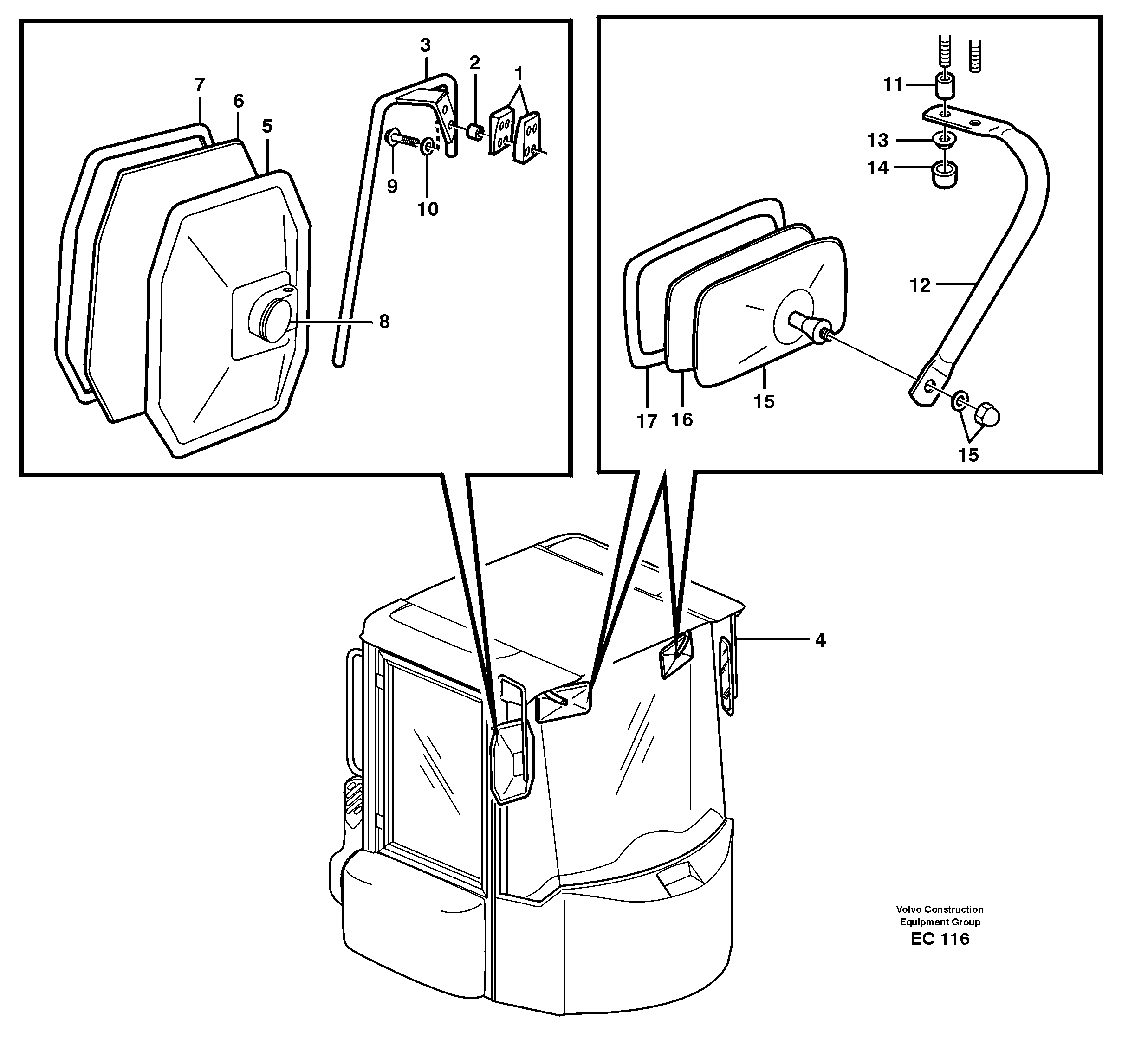 Схема запчастей Volvo L70D - 77741 Rear view mirror L70D