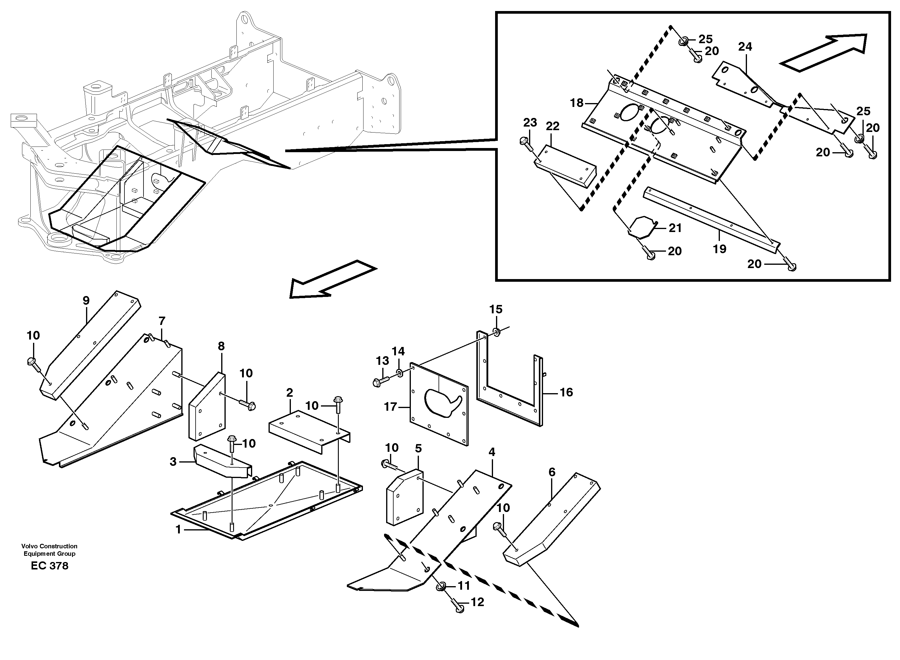 Схема запчастей Volvo L70D - 32749 Protecting plates L70D