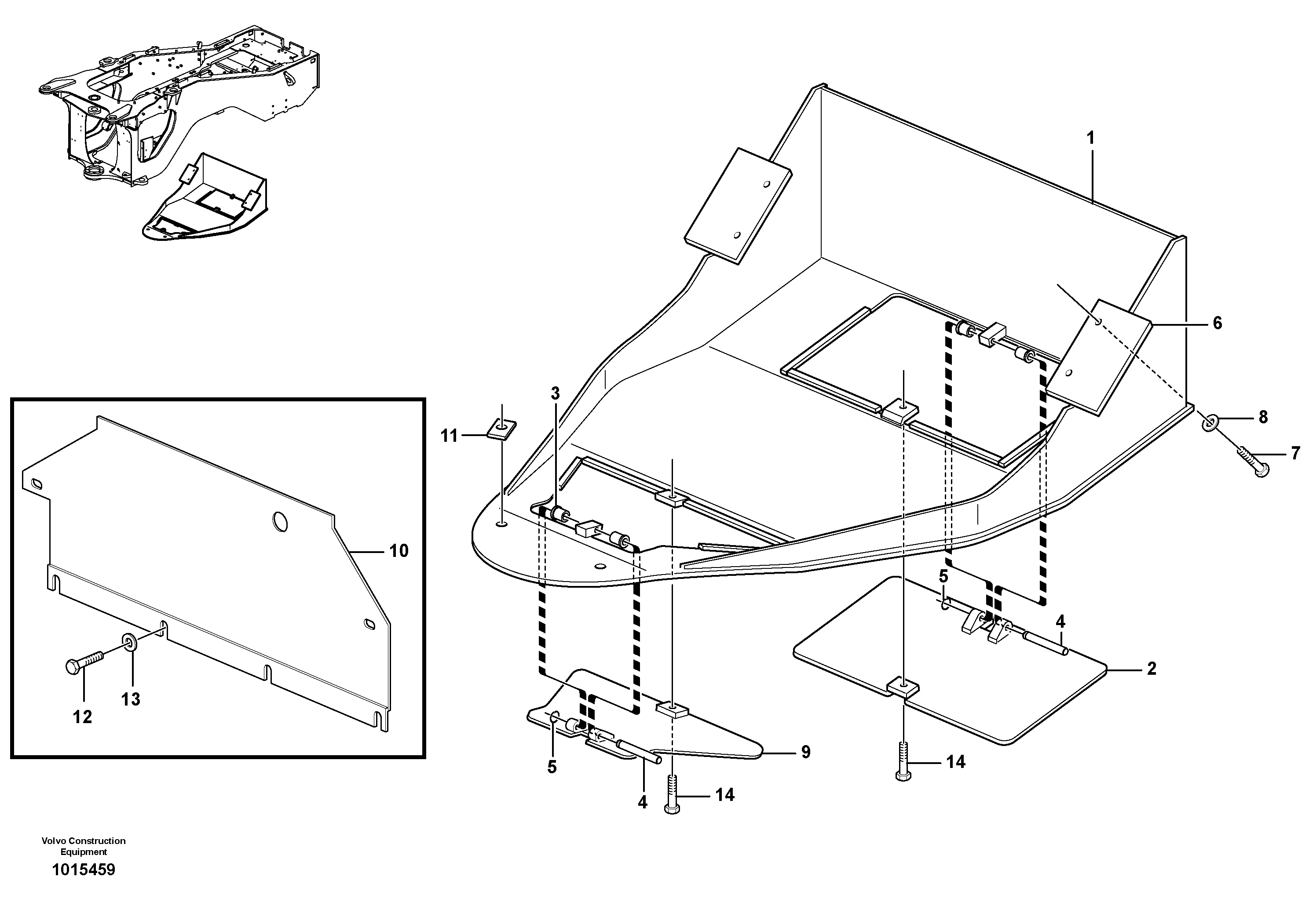 Схема запчастей Volvo L120D - 41307 Belly guard, rear L120D