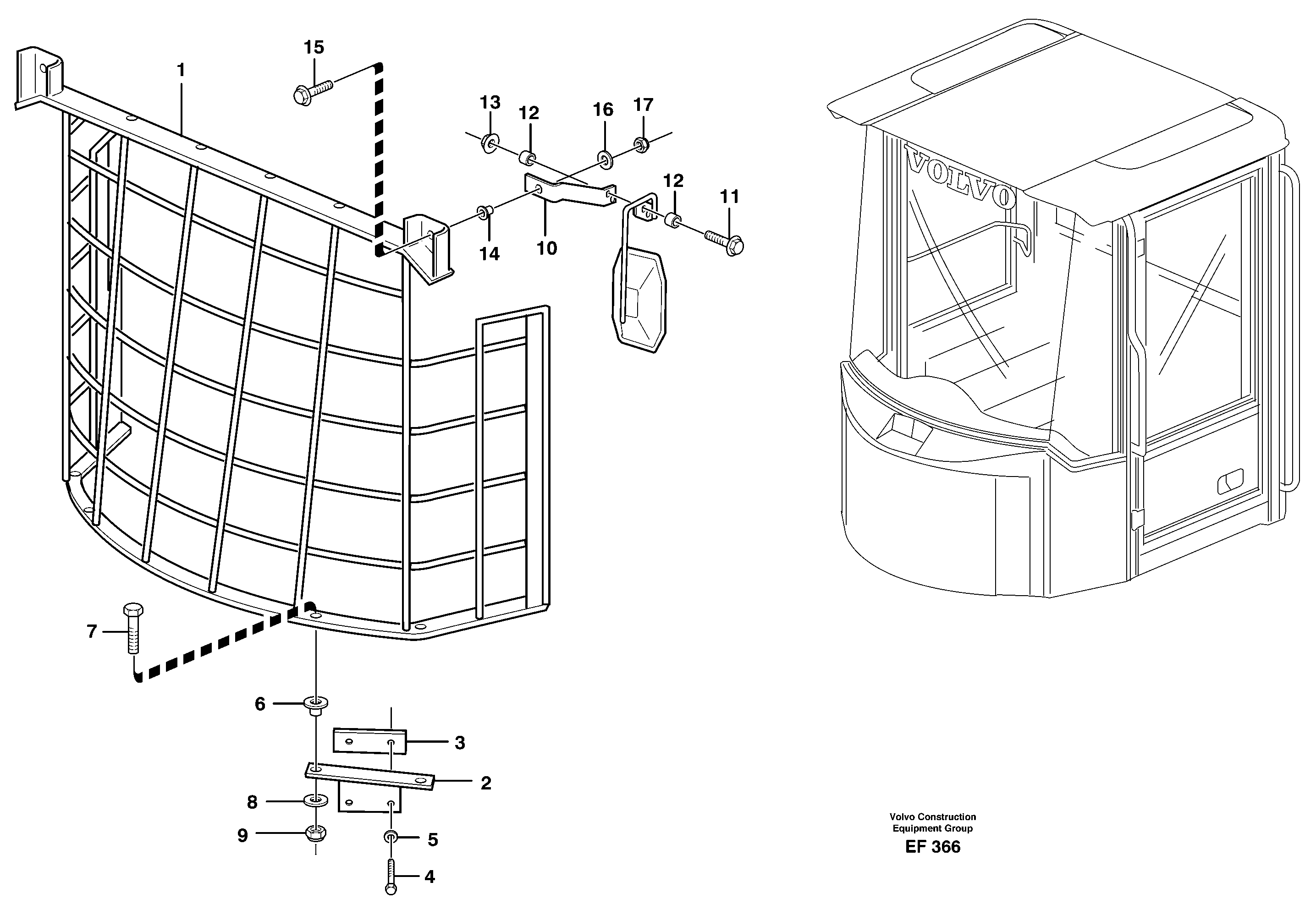 Схема запчастей Volvo L120D - 39459 Windshild guard for windshield L120D