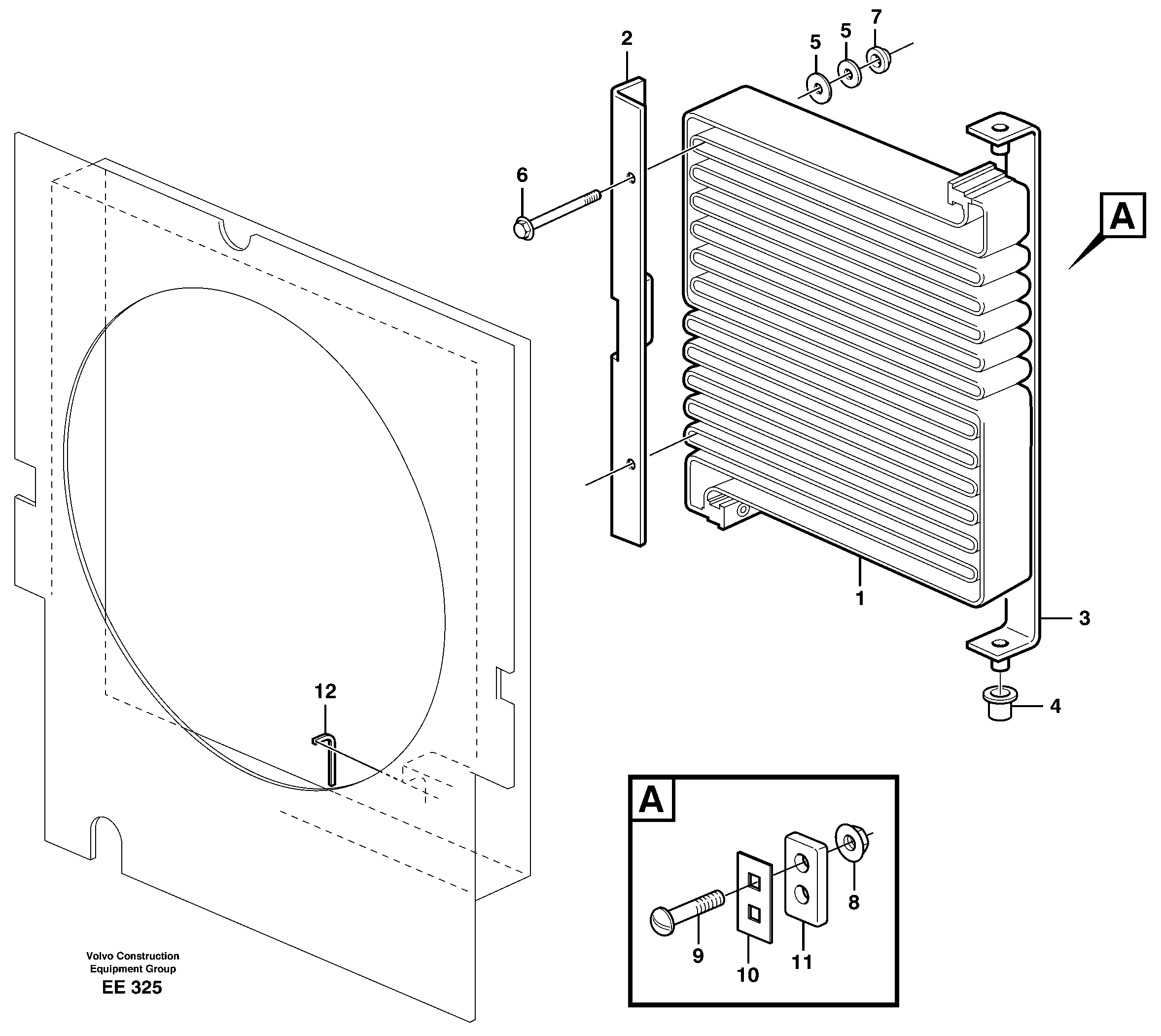 Схема запчастей Volvo L120D - 84762 Condenser for cooling agent R134a with fitting parts L120D