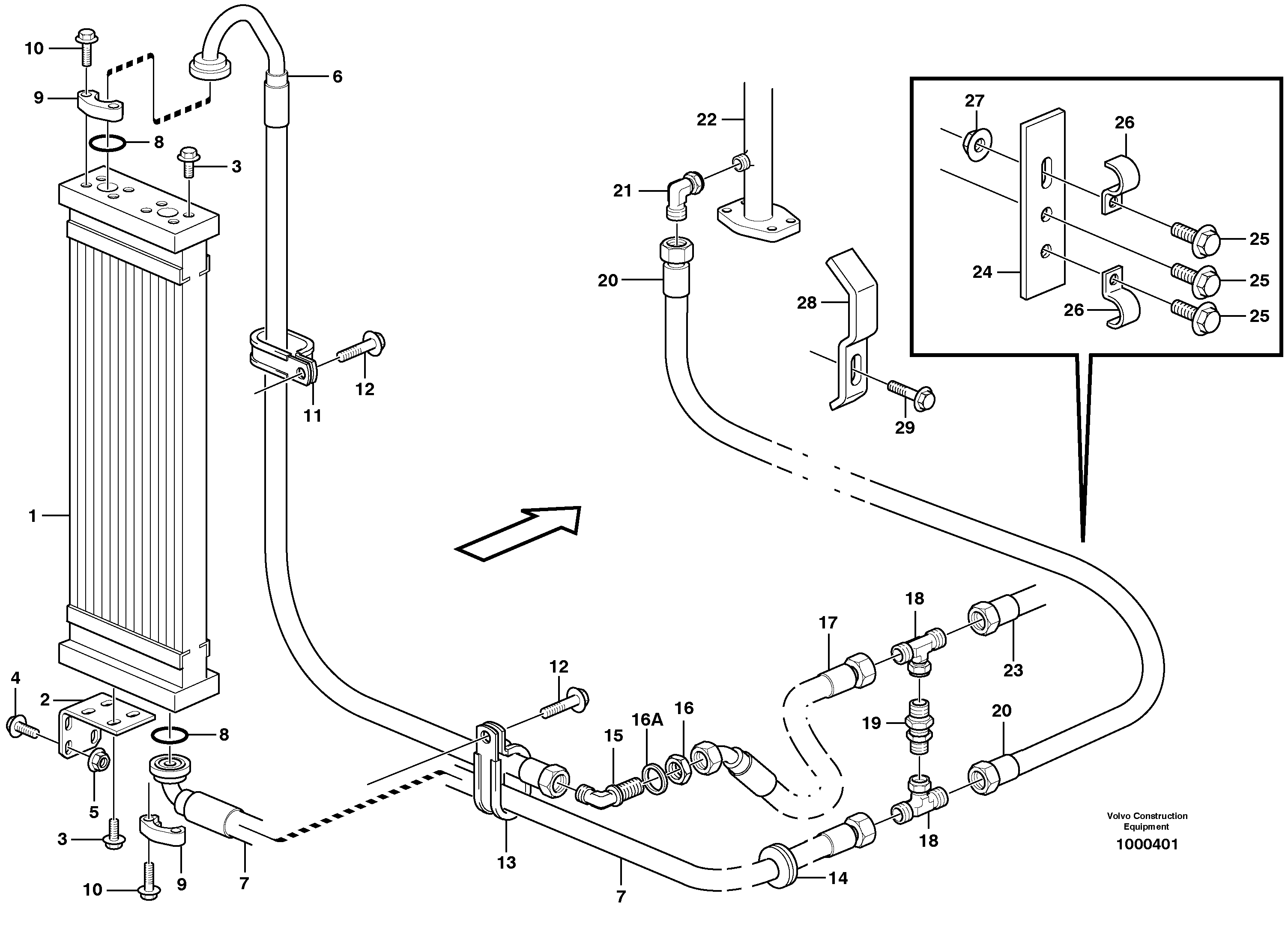 Схема запчастей Volvo L120D - 106791 Радиатор масляной для гидравлики L120D