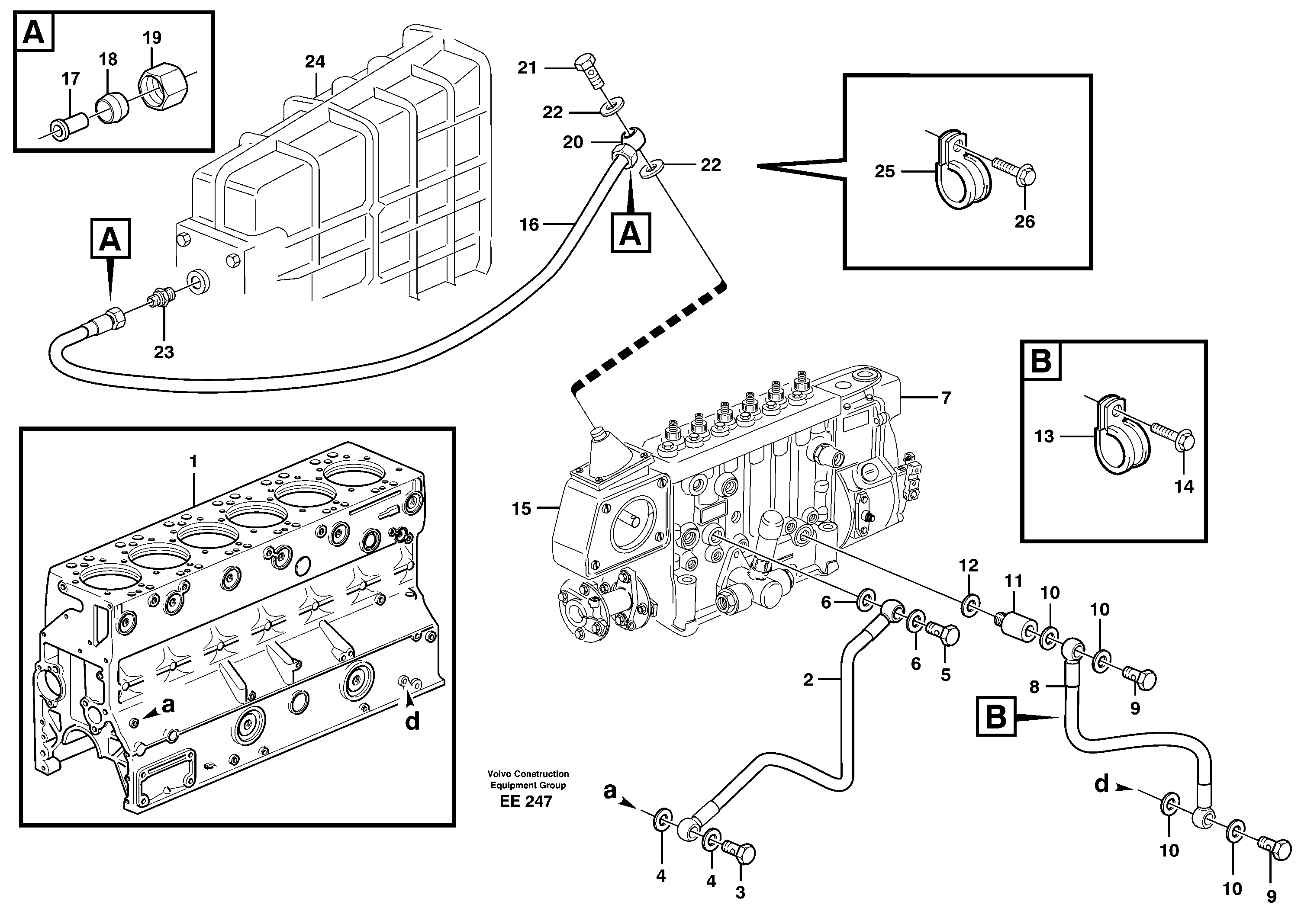 Схема запчастей Volvo L120D - 20841 Fuel system, oil pipe, pipe for smoke limiter L120D