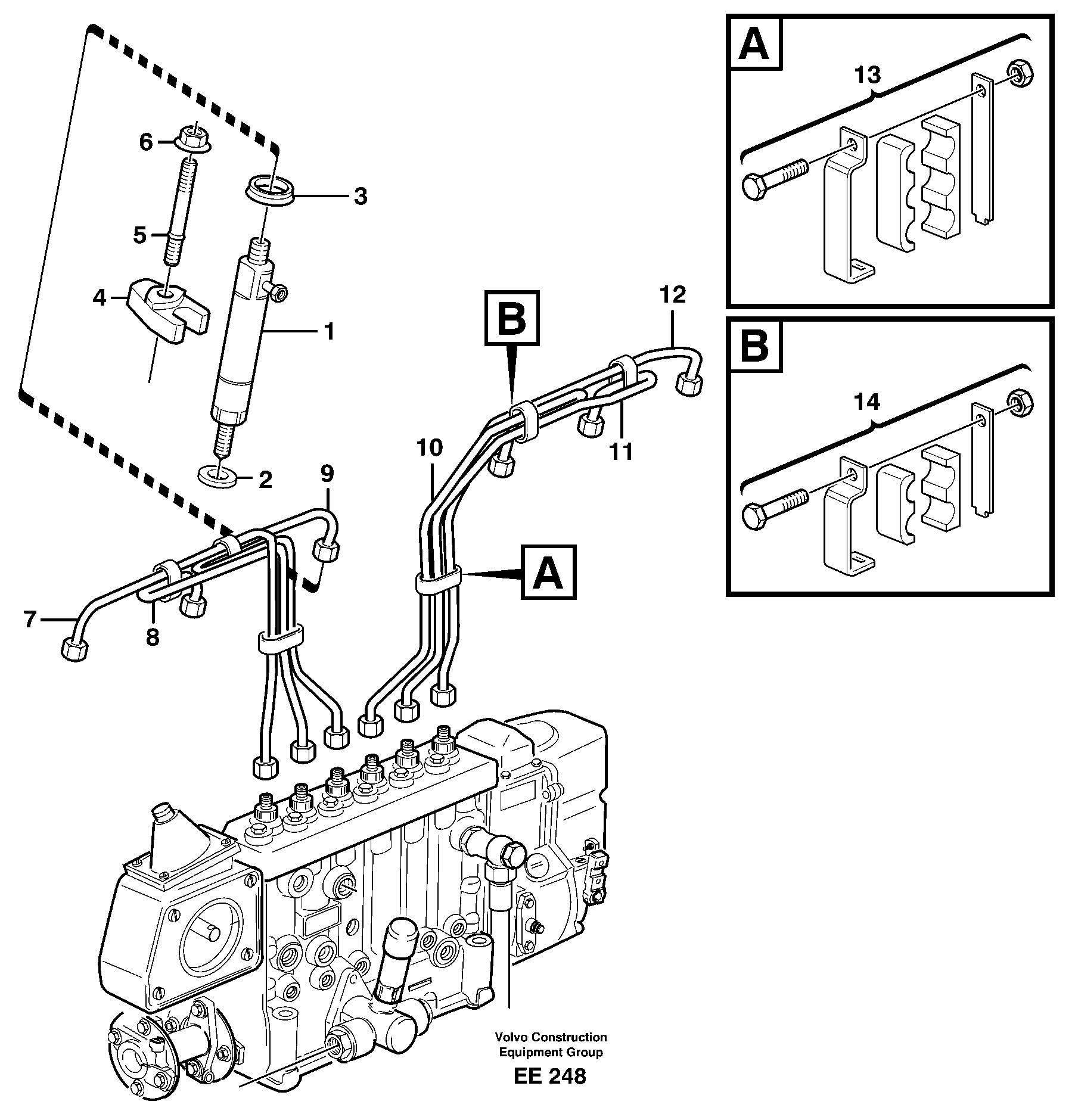 Схема запчастей Volvo L120D - 10841 Fuel lines, injectors L120D