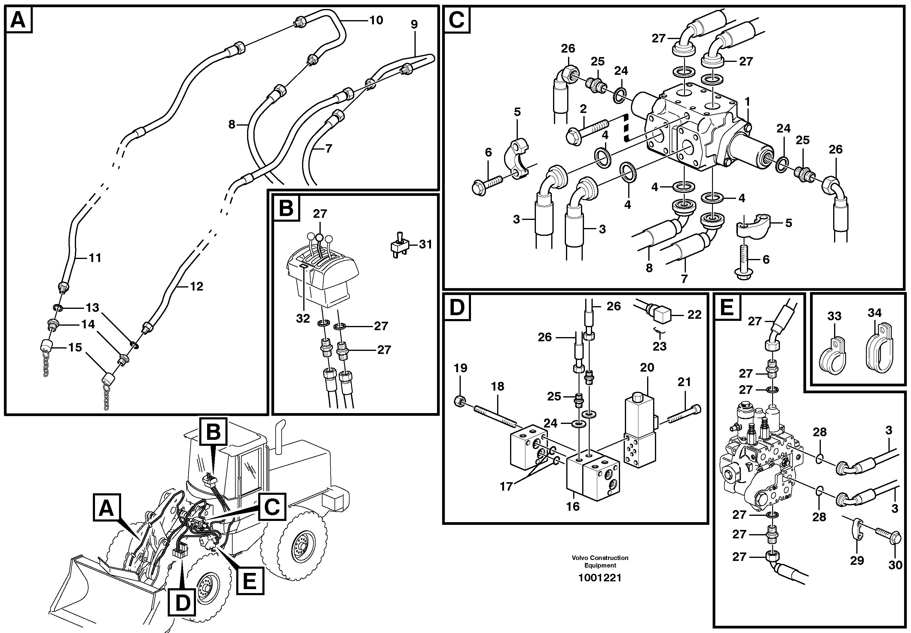 Схема запчастей Volvo L120D - 90579 Extra hydraulic equipment4th function L120D