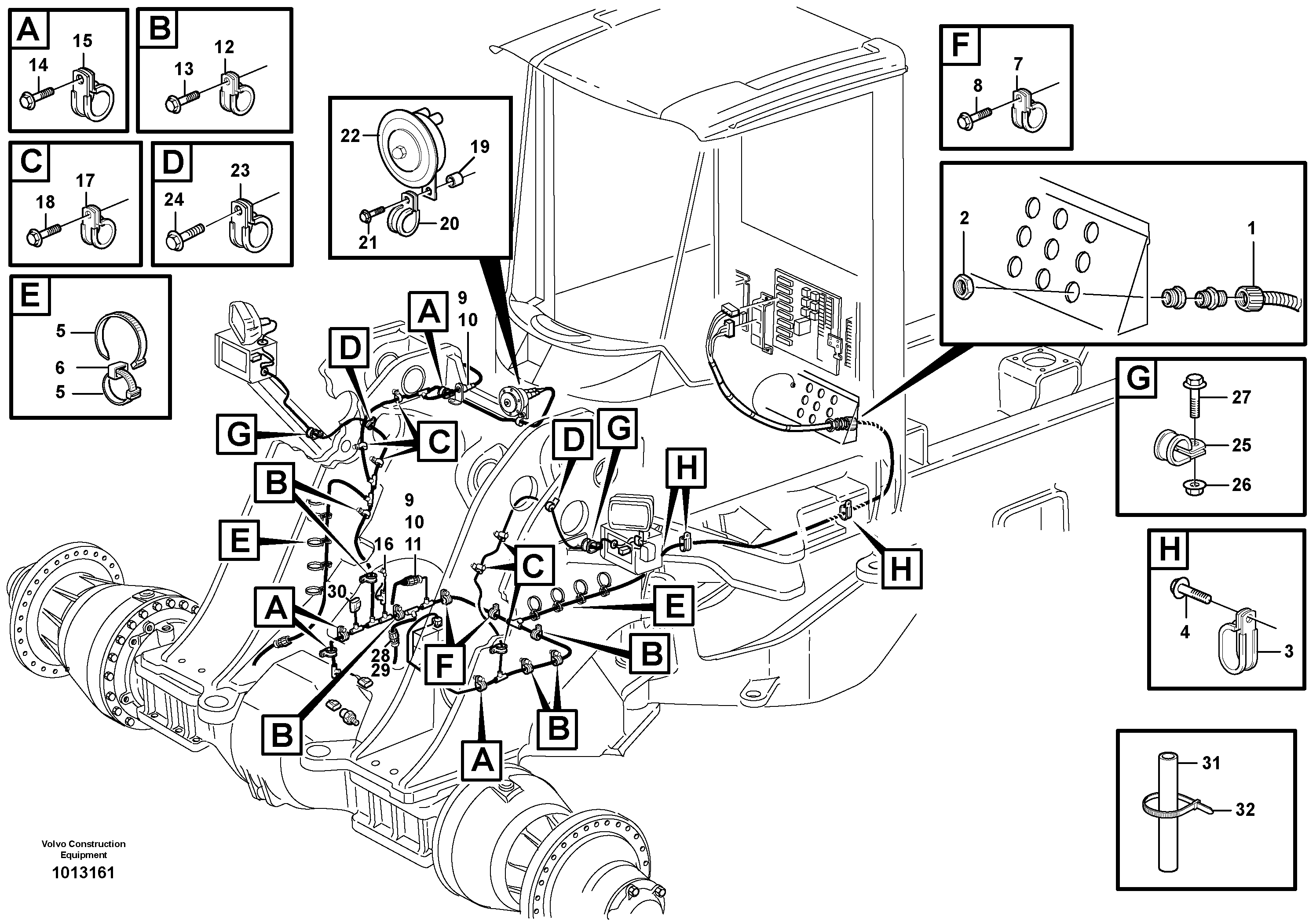 Схема запчастей Volvo L150E - 81690 Front cable harness with assembly parts L150E S/N 8001 -