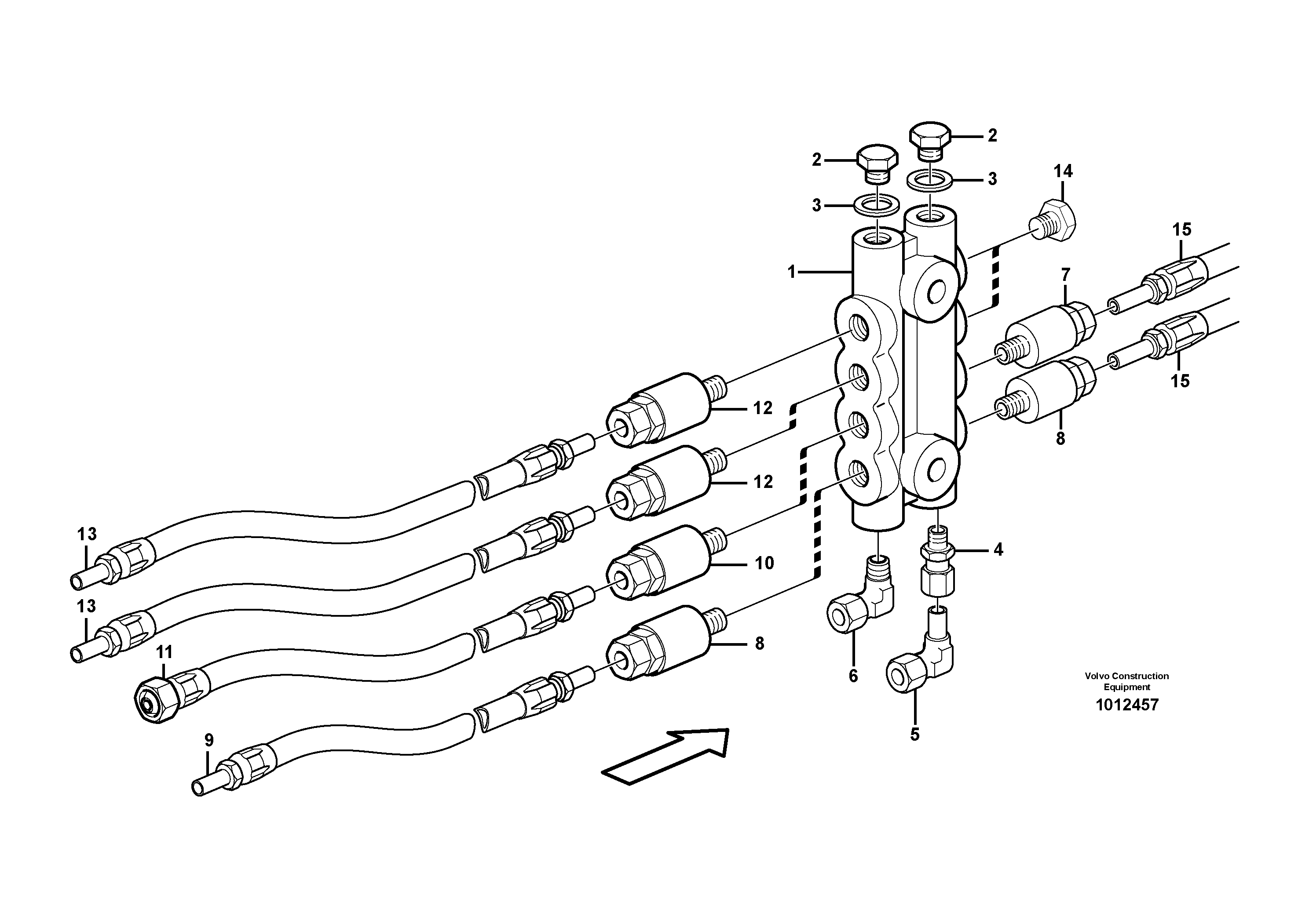 Схема запчастей Volvo L150E - 32053 Distribution block, B4 L150E S/N 8001 -