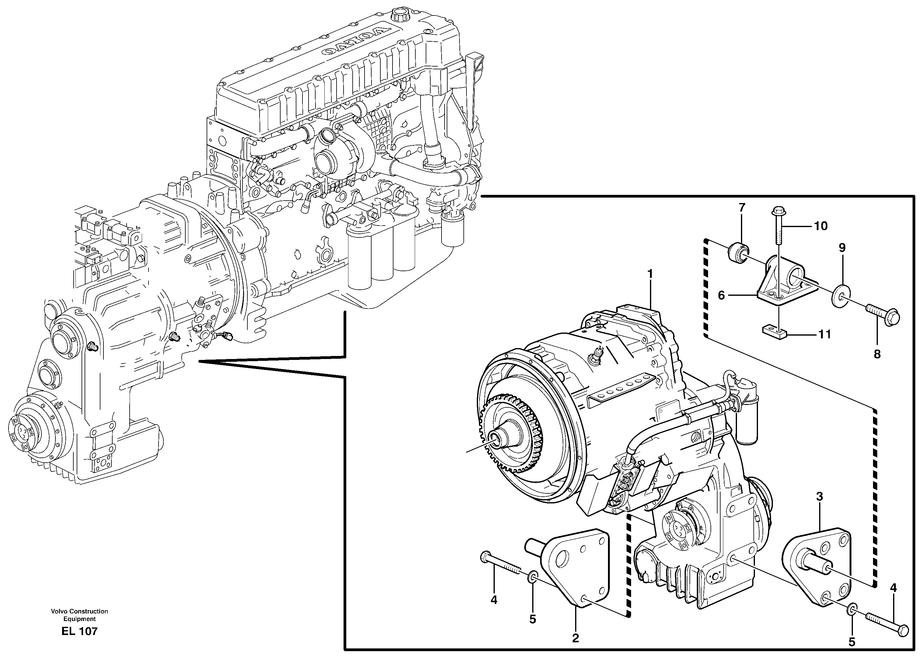Схема запчастей Volvo L150E - 4323 Gear box housing with fitting parts L150E S/N 8001 -