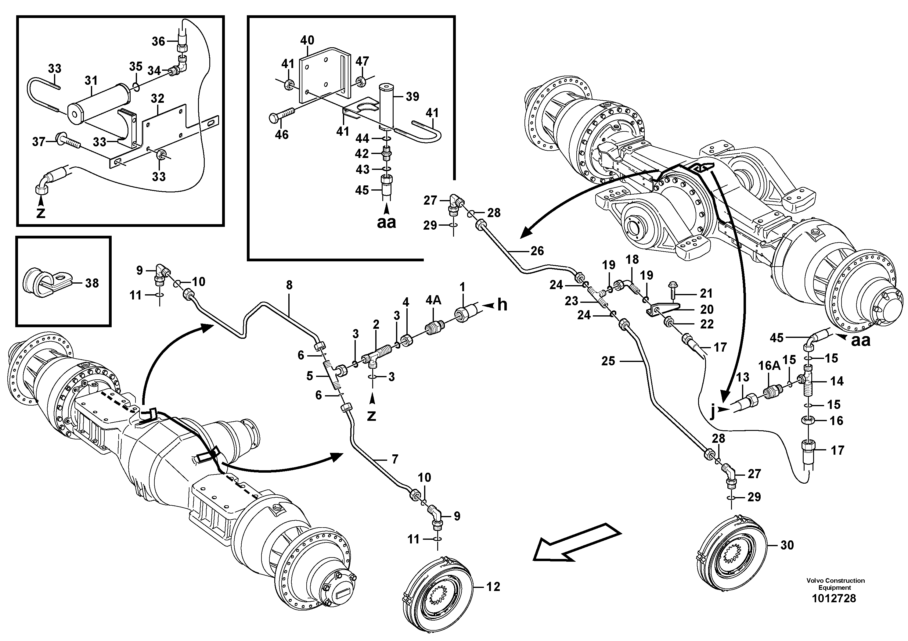 Схема запчастей Volvo L150E - 83436 Трубки тормозные переднего и заднего моста L150E S/N 8001 -