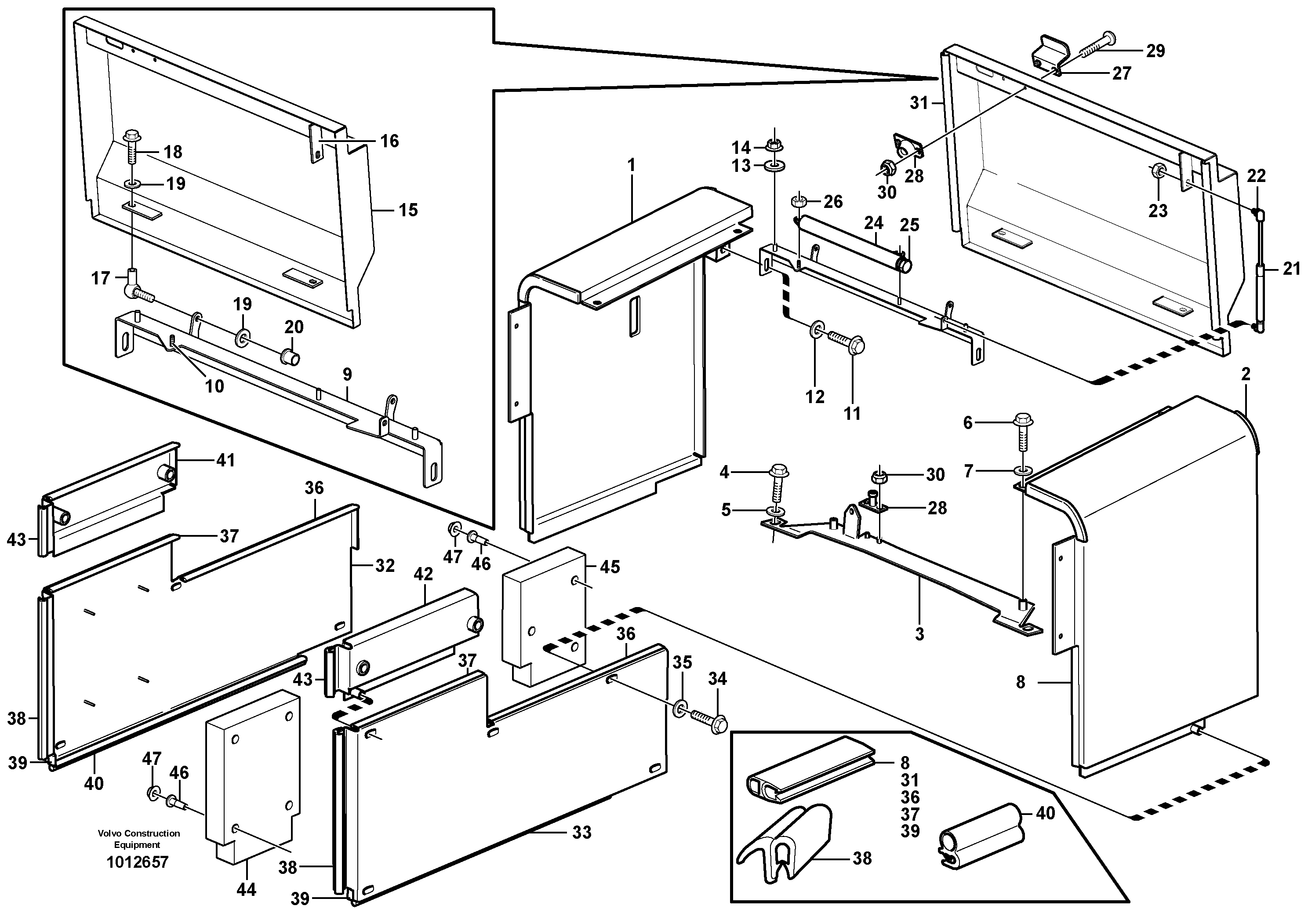 Схема запчастей Volvo L150E - 28226 Hatches, hydraulic fluid tank L150E S/N 8001 -