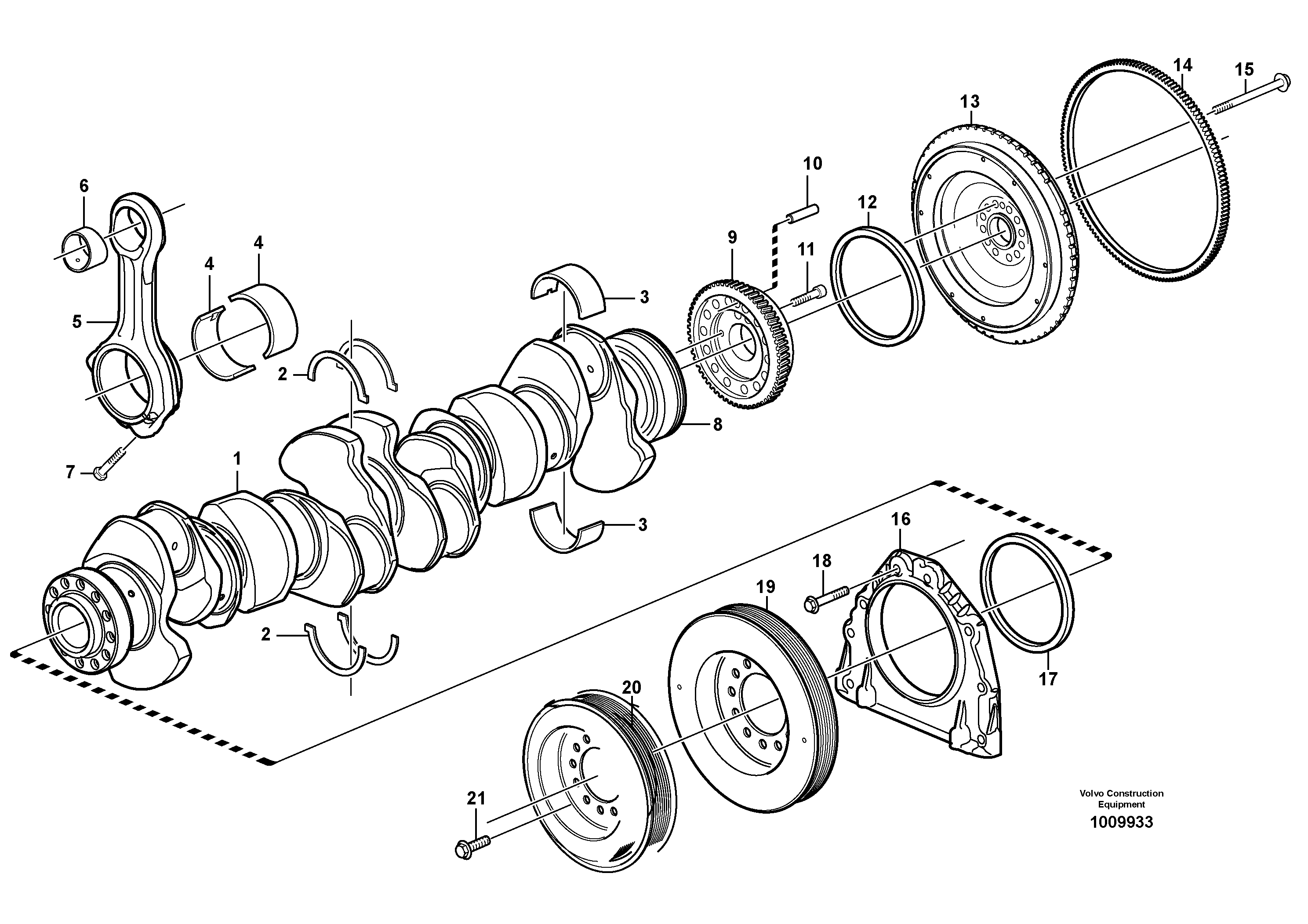 Схема запчастей Volvo L150E - 7927 Crankshaft and related parts L150E S/N 8001 -