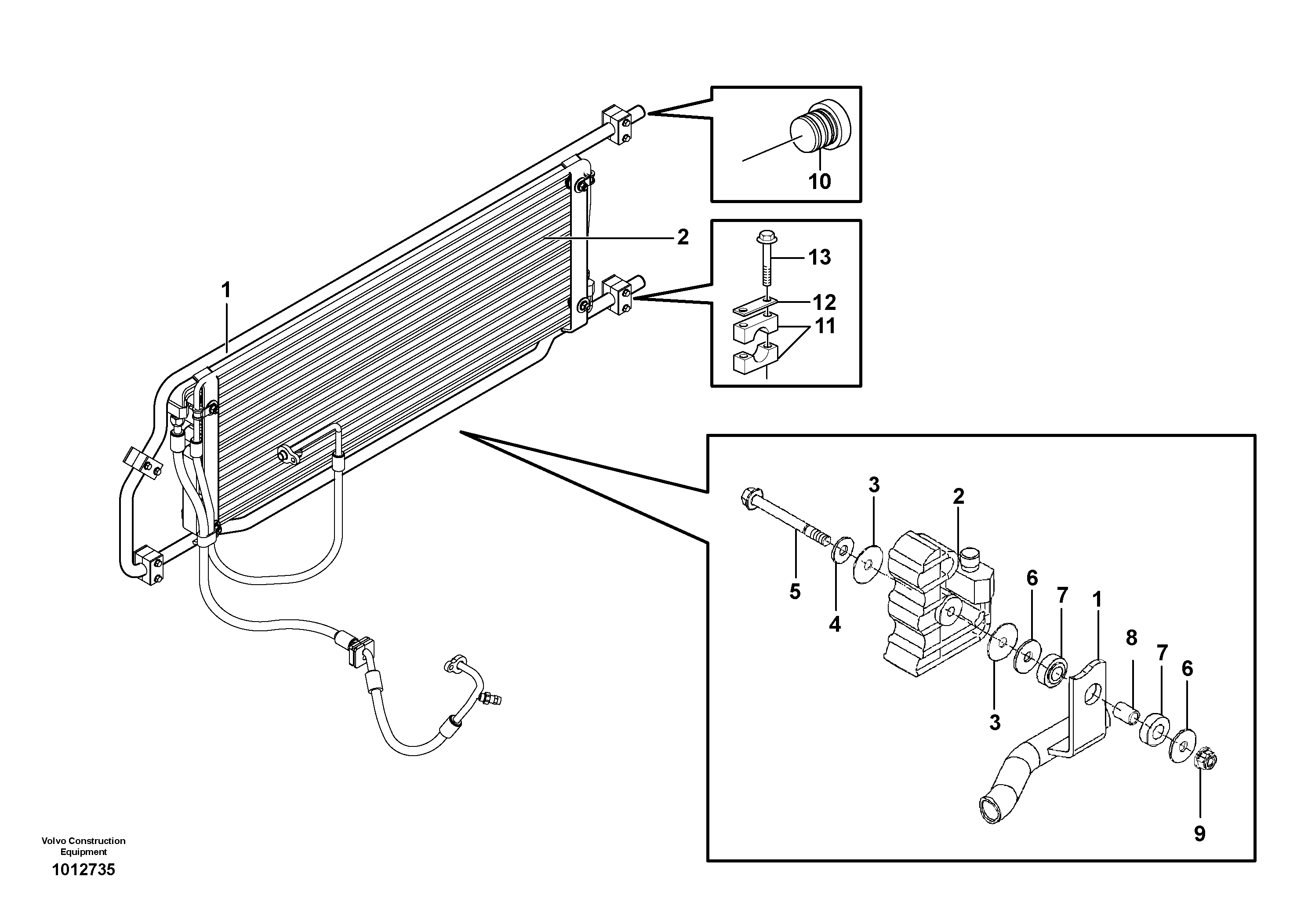Схема запчастей Volvo L150E - 5186 Condenser for cooling agent R134a with fitting parts L150E S/N 8001 -