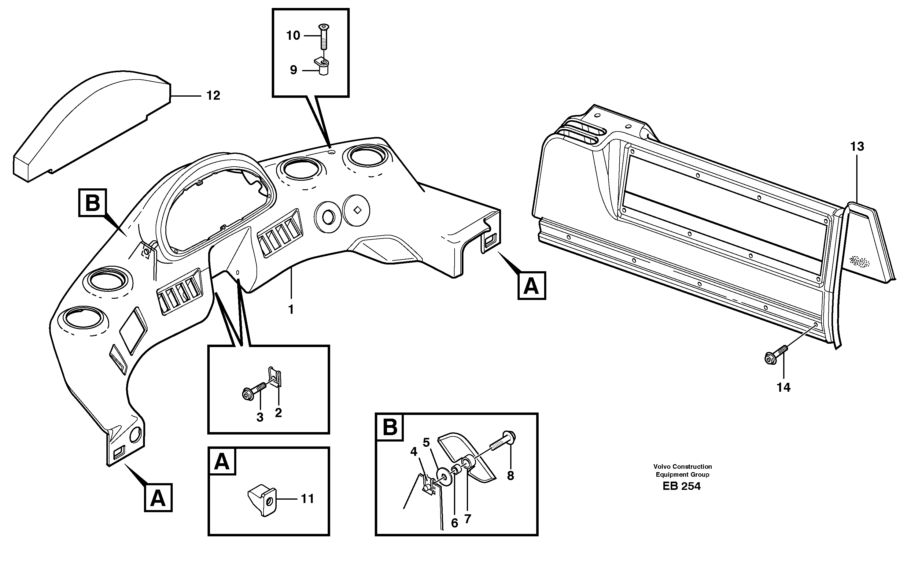Схема запчастей Volvo L150E - 5188 Instrument panel L150E S/N 8001 -
