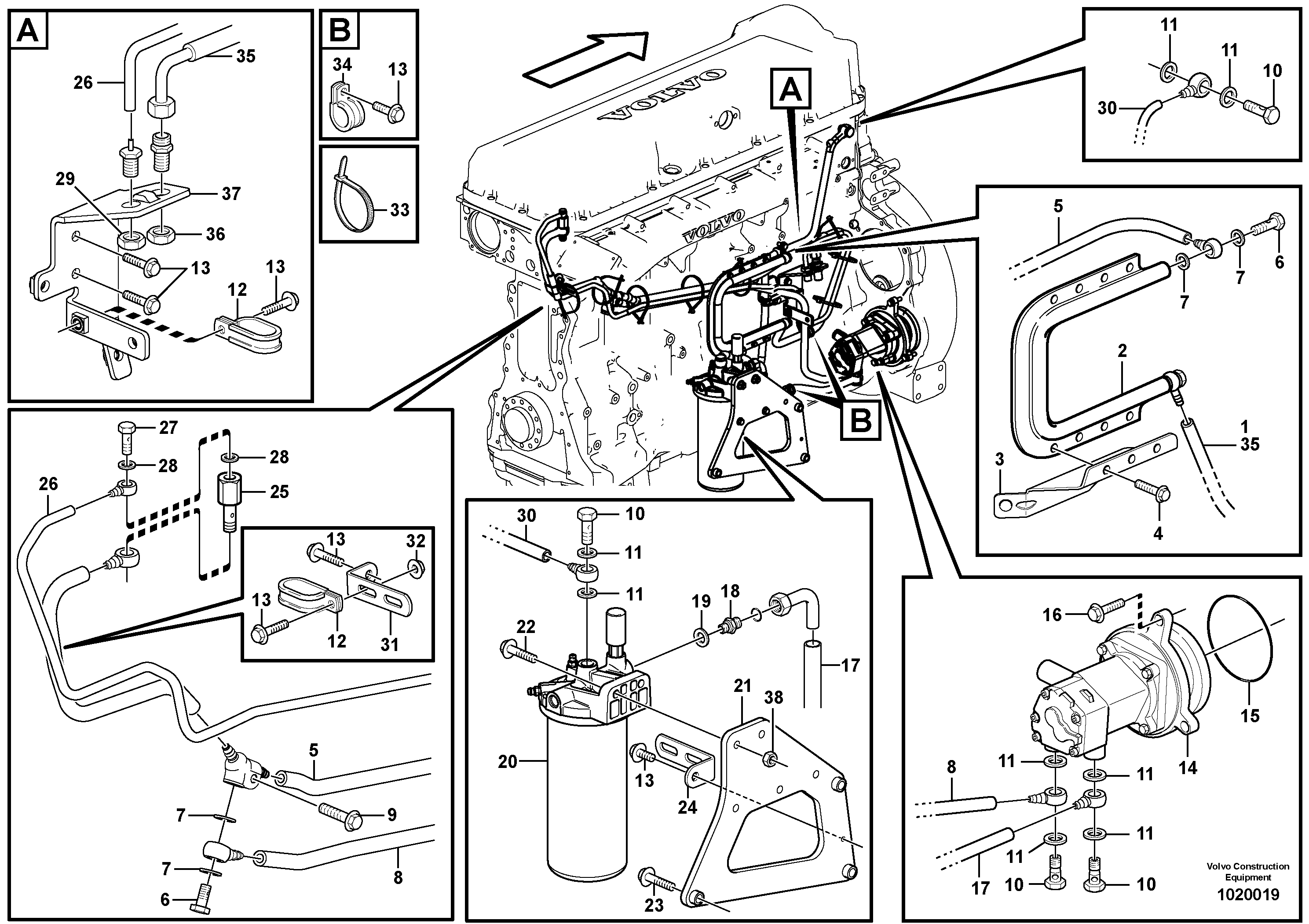 Схема запчастей Volvo L150E - 83444 Fuel pipes, fuel pump L150E S/N 8001 -