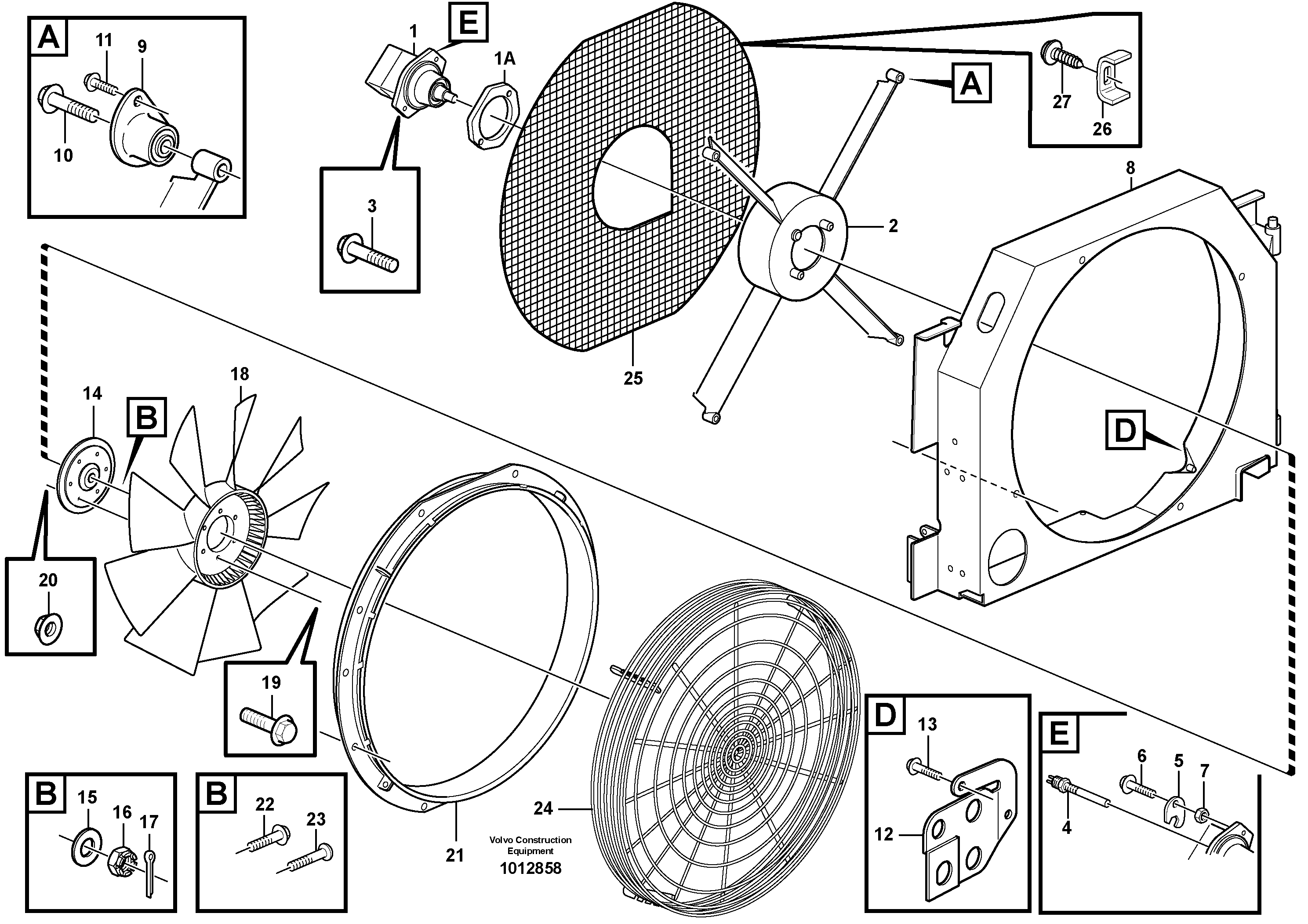 Схема запчастей Volvo L150E - 14458 Fan and fan housing L150E S/N 8001 -