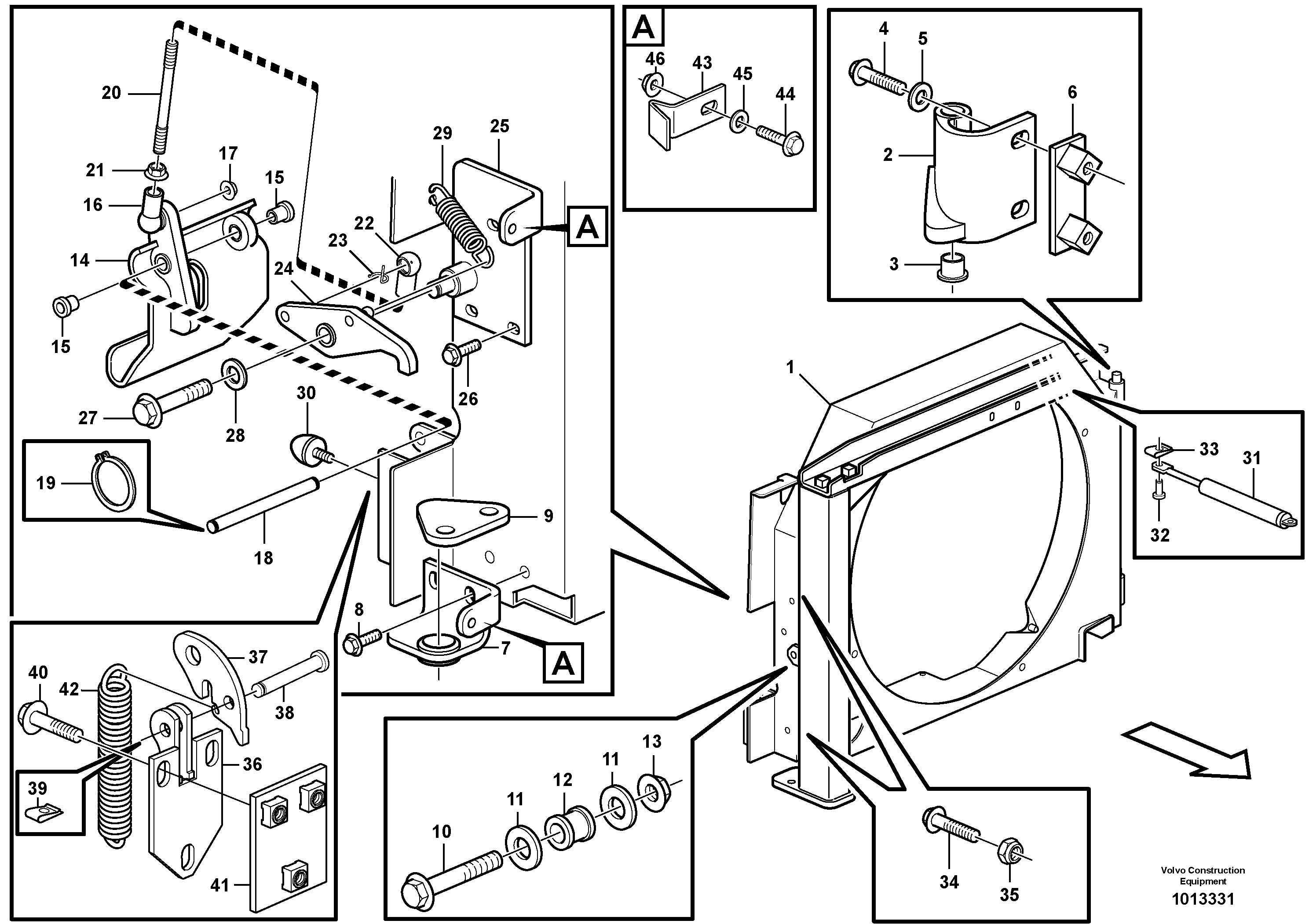 Схема запчастей Volvo L150E - 3945 Fan housing with fitting parts L150E S/N 8001 -