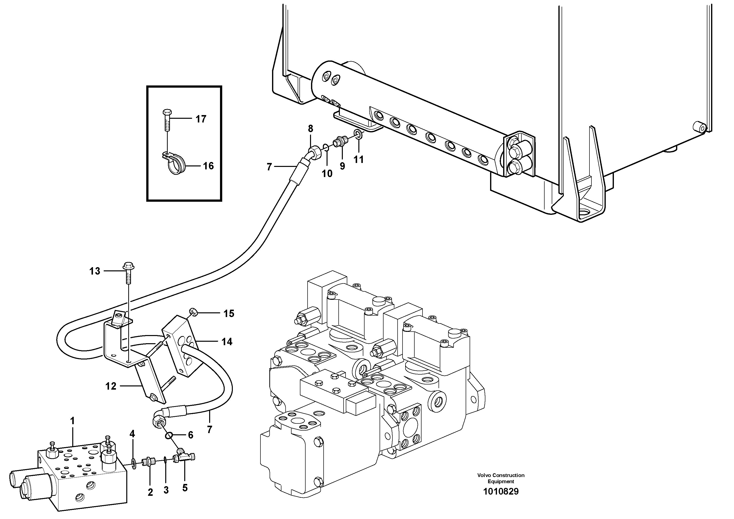 Схема запчастей Volvo L150E - 82890 Draining line, central block L150E S/N 8001 -