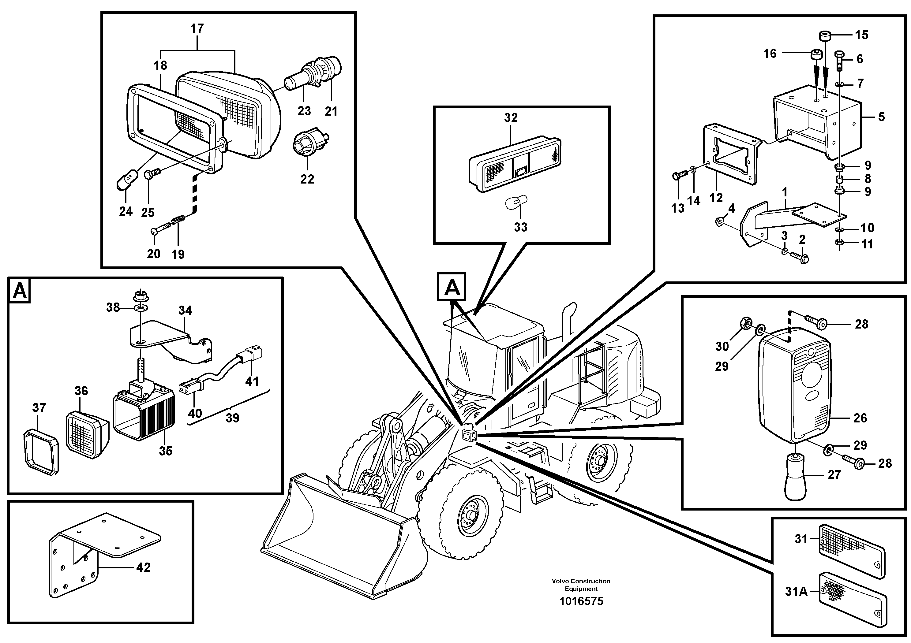 Схема запчастей Volvo L150E - 82328 Lighting, front L150E S/N 8001 -