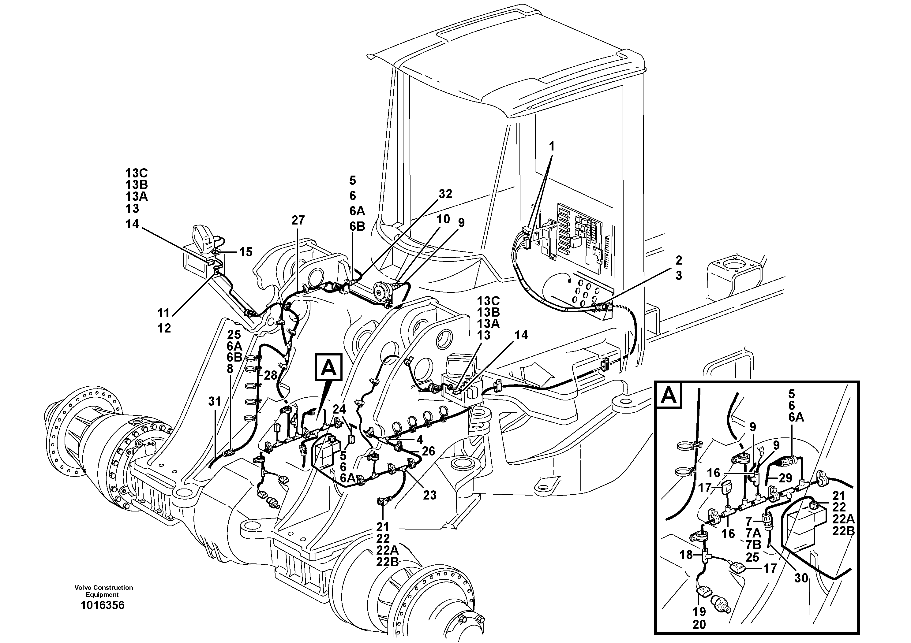 Схема запчастей Volvo L150E - 28276 Cable harness, front L150E S/N 8001 -
