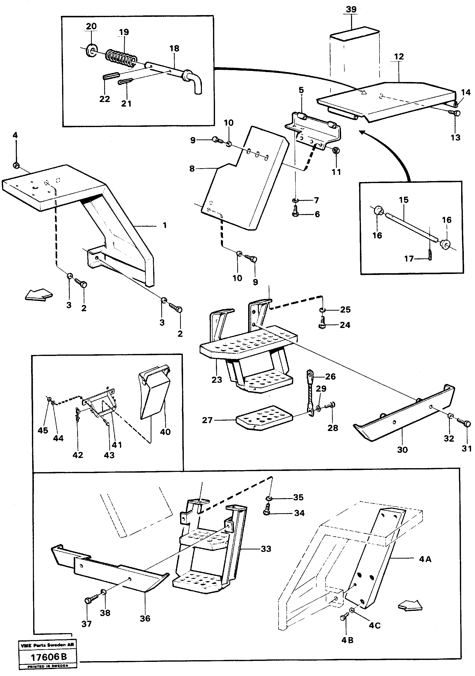 Схема запчастей Volvo L50 - 36640 Front and rear mudguards L50 L50 S/N -6400/-60300 USA
