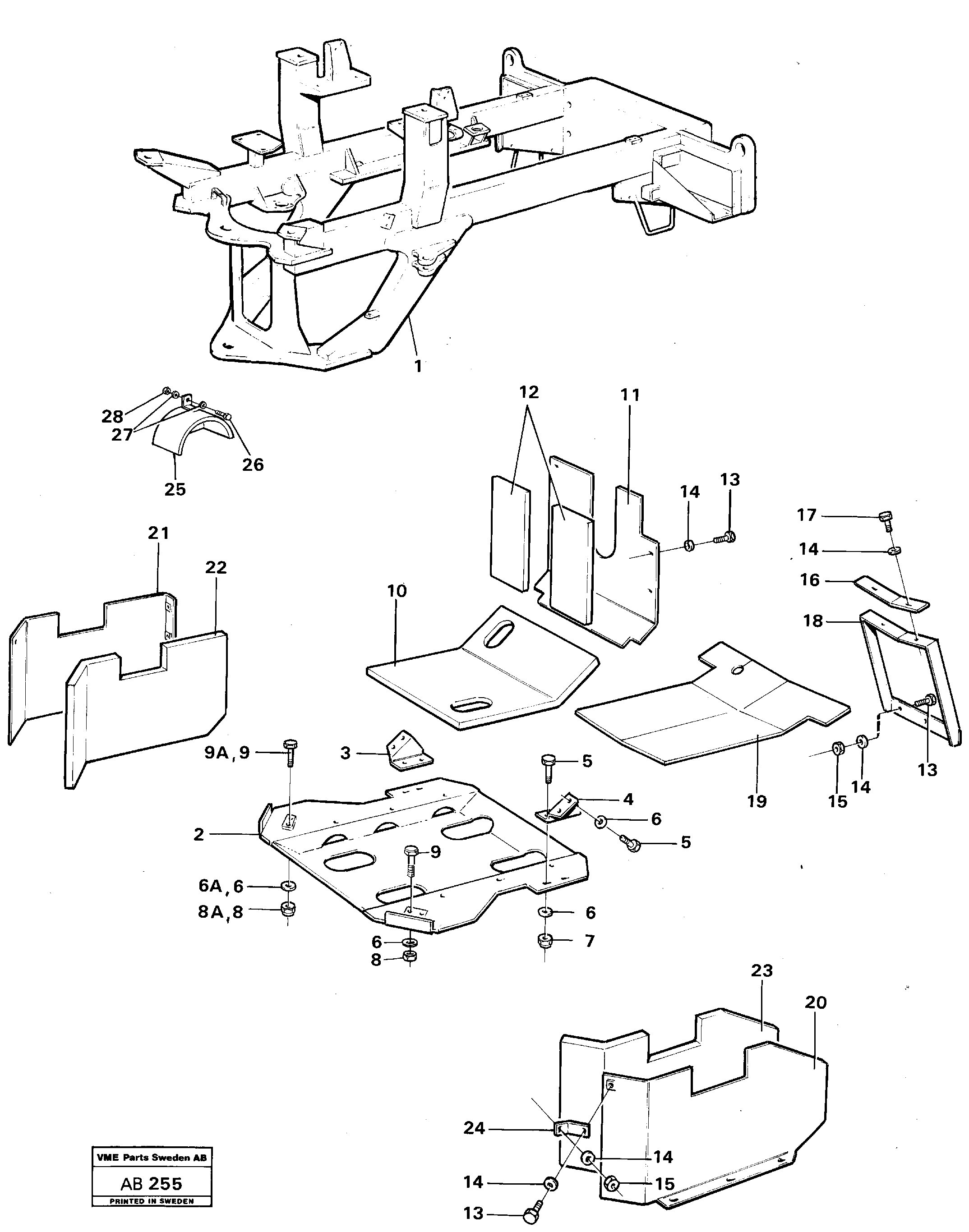 Схема запчастей Volvo L50 - 41224 Protecting plates L50 L50 S/N 6401- / 60301- USA