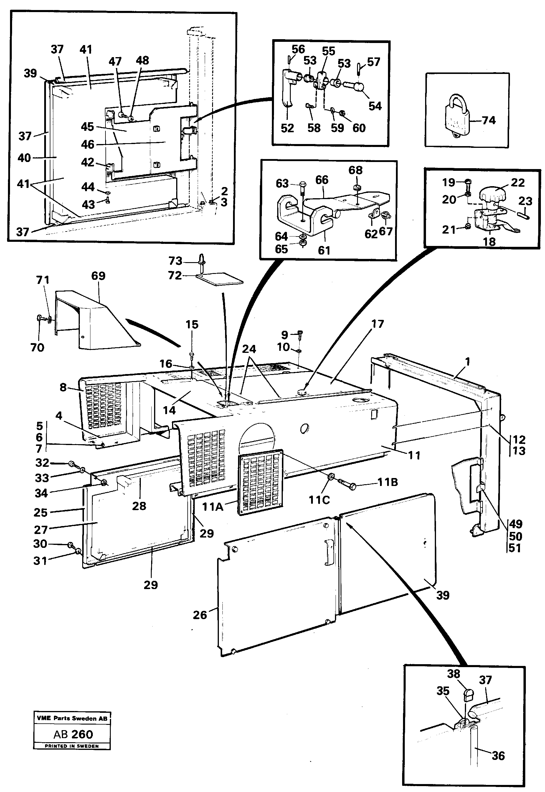 Схема запчастей Volvo L50 - 20983 Engine hood L50 L50 S/N 6401- / 60301- USA