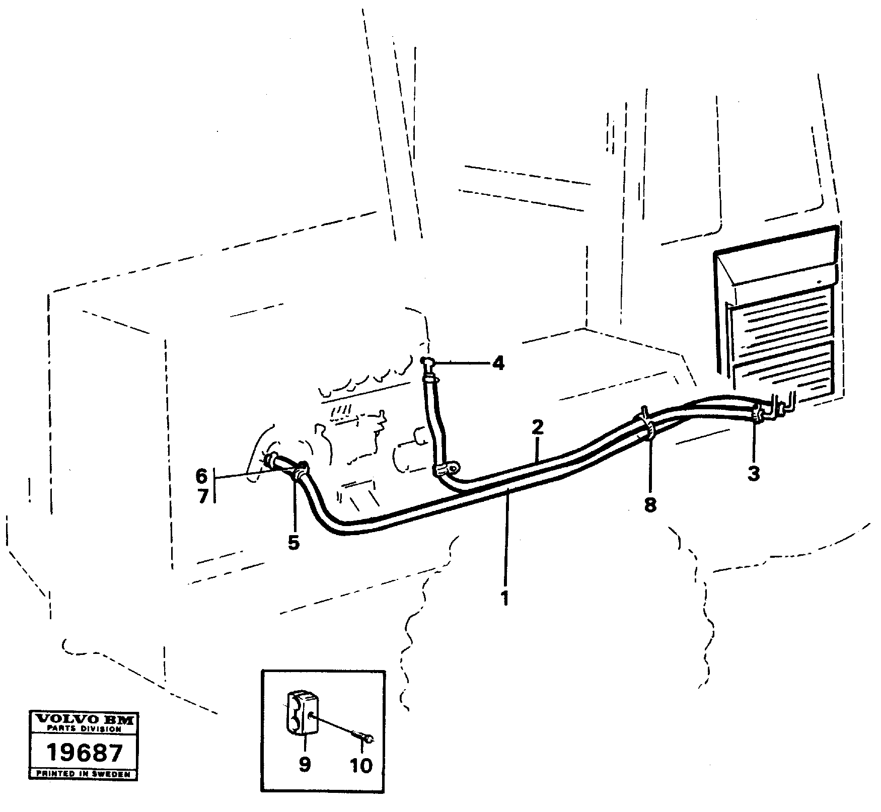 Схема запчастей Volvo L50 - 83272 Heating system: hoses L50 L50 S/N -6400/-60300 USA
