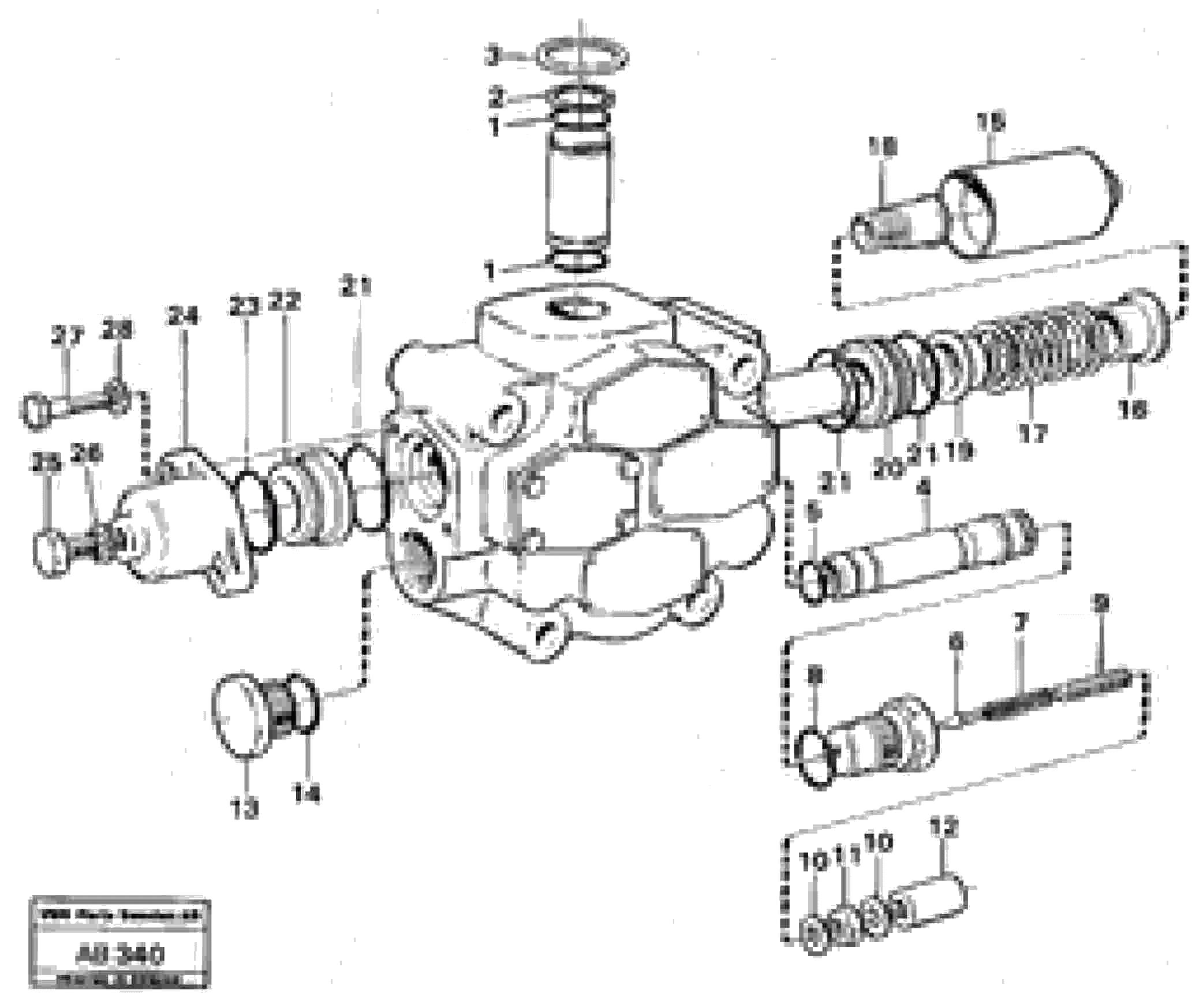 Схема запчастей Volvo L50 - 10316 Клапан регулирующий (распределительный) L50 L50 S/N 6401- / 60301- USA