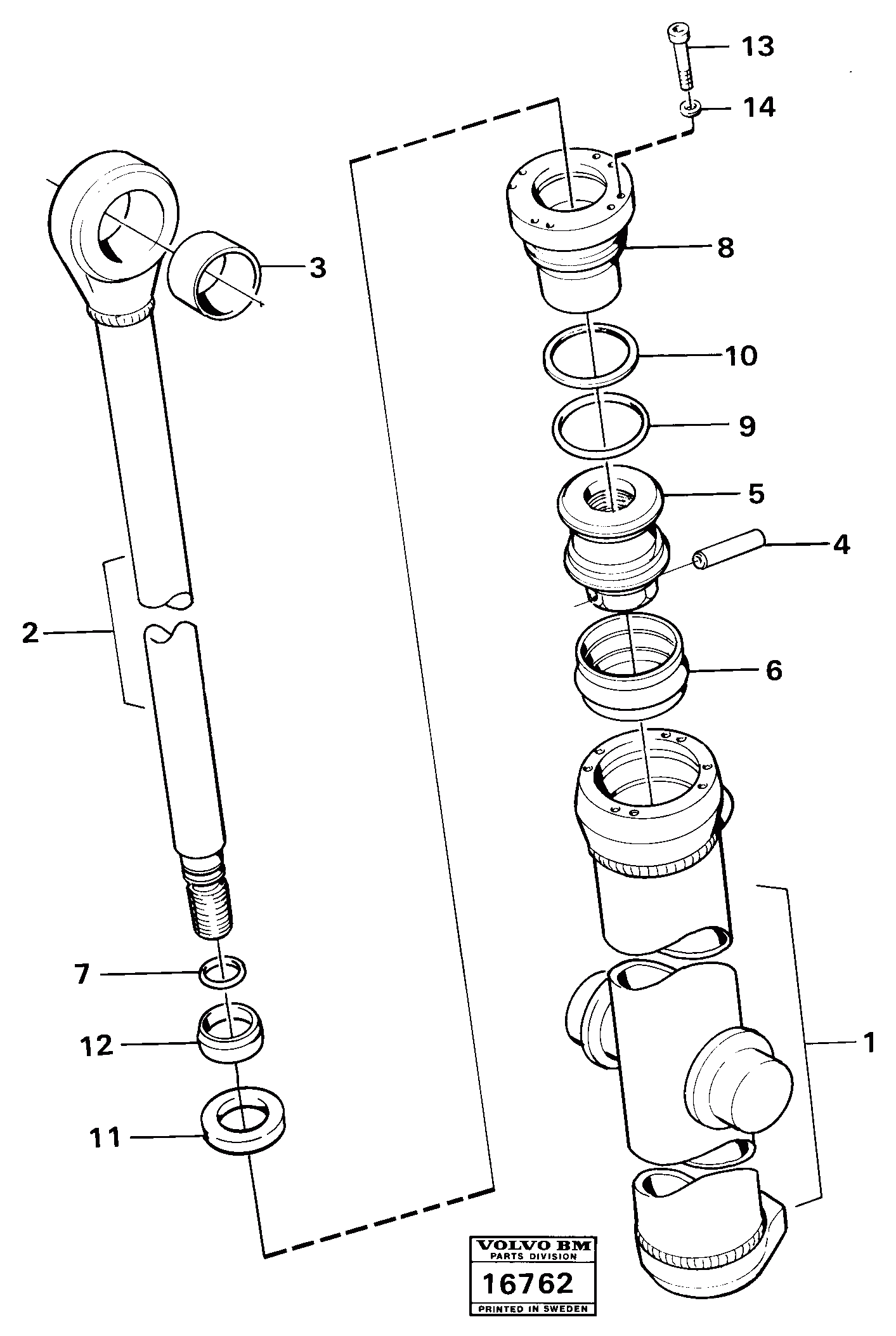 Схема запчастей Volvo L50 - 47645 Гидроцилиндр (цилиндр) подъемный L50 L50 S/N -6400/-60300 USA